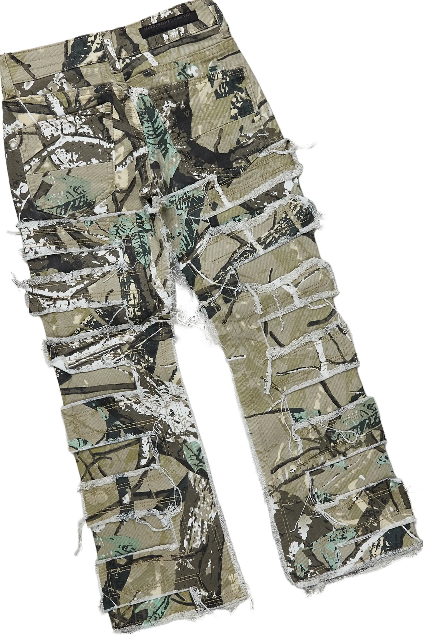 Boys Kyaire Grey/Tree Camo T-Shirt/Stacked Flare Jean Set