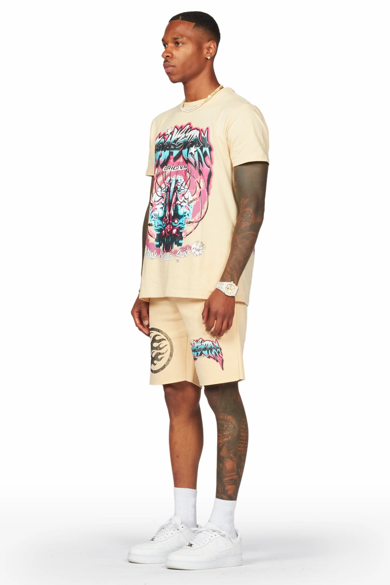 Lucy Beige T-Shirt/Short Set