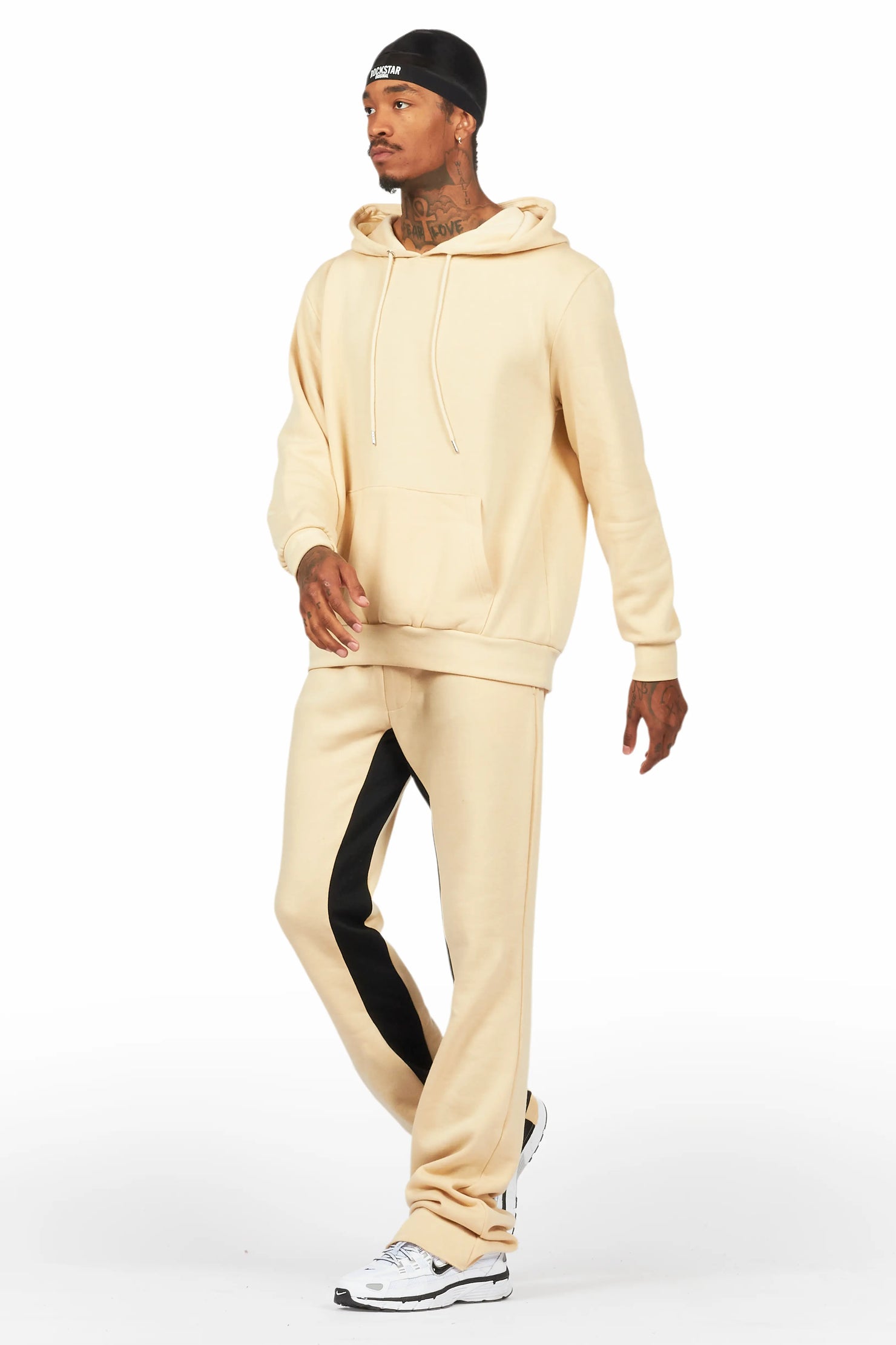 Basic Beige Hoodie/Baggy Track Pant Set