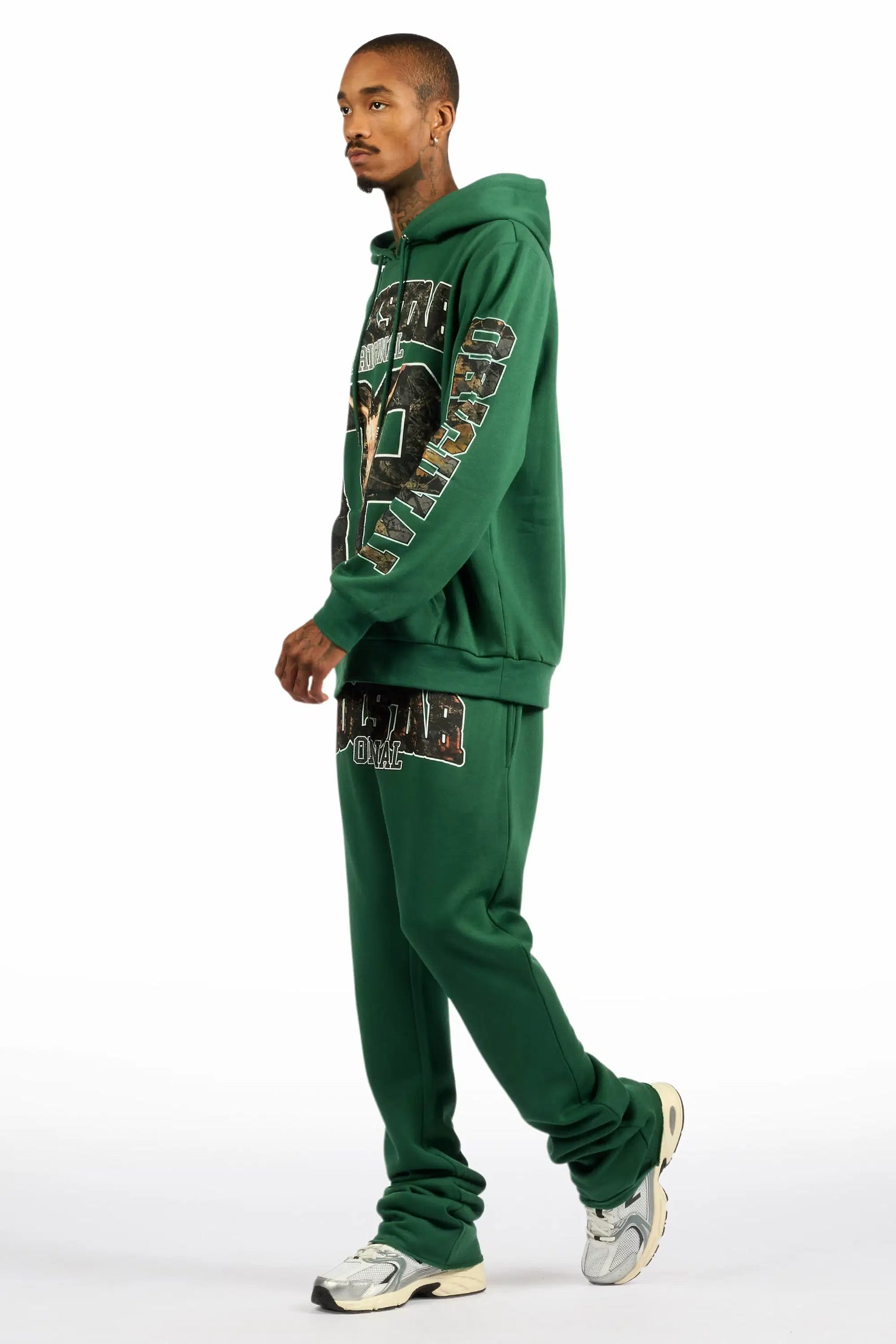 Fields Green Hoodie/Stacked Pant Track Set