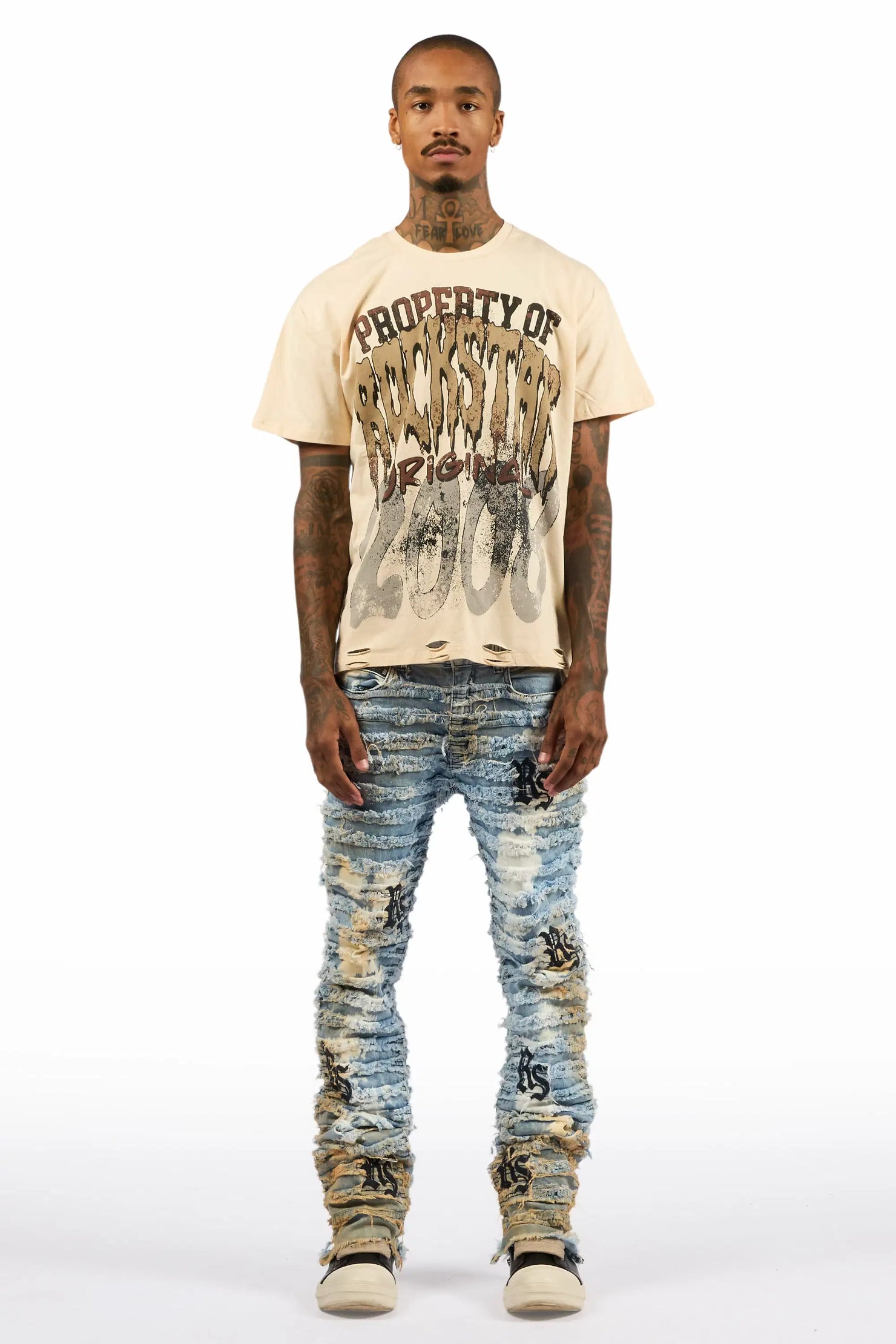 Inferna Blue Stacked Flare Jean