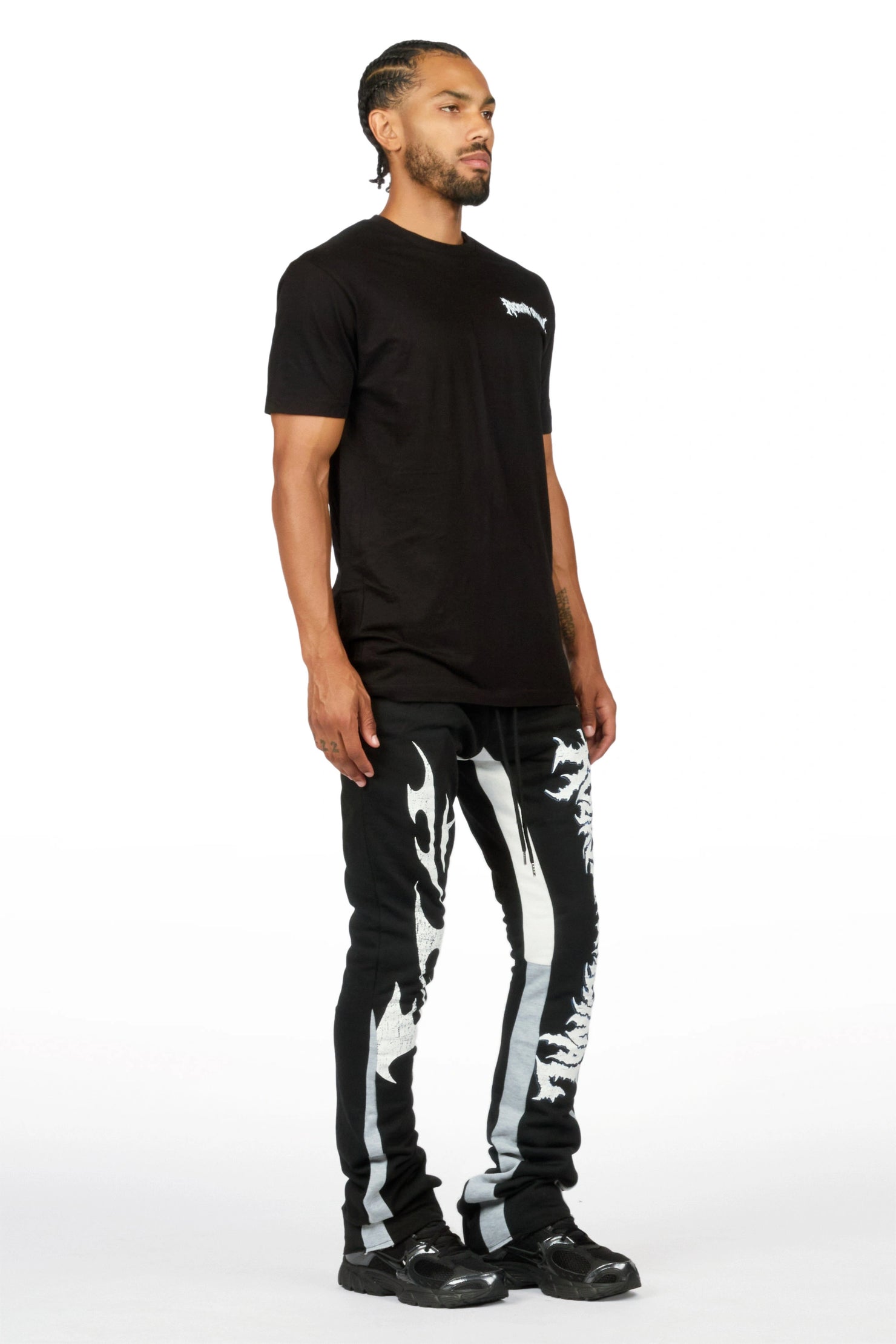 Deathrow 3.0 Black T-Shirt/Stacked Flare Pant Set