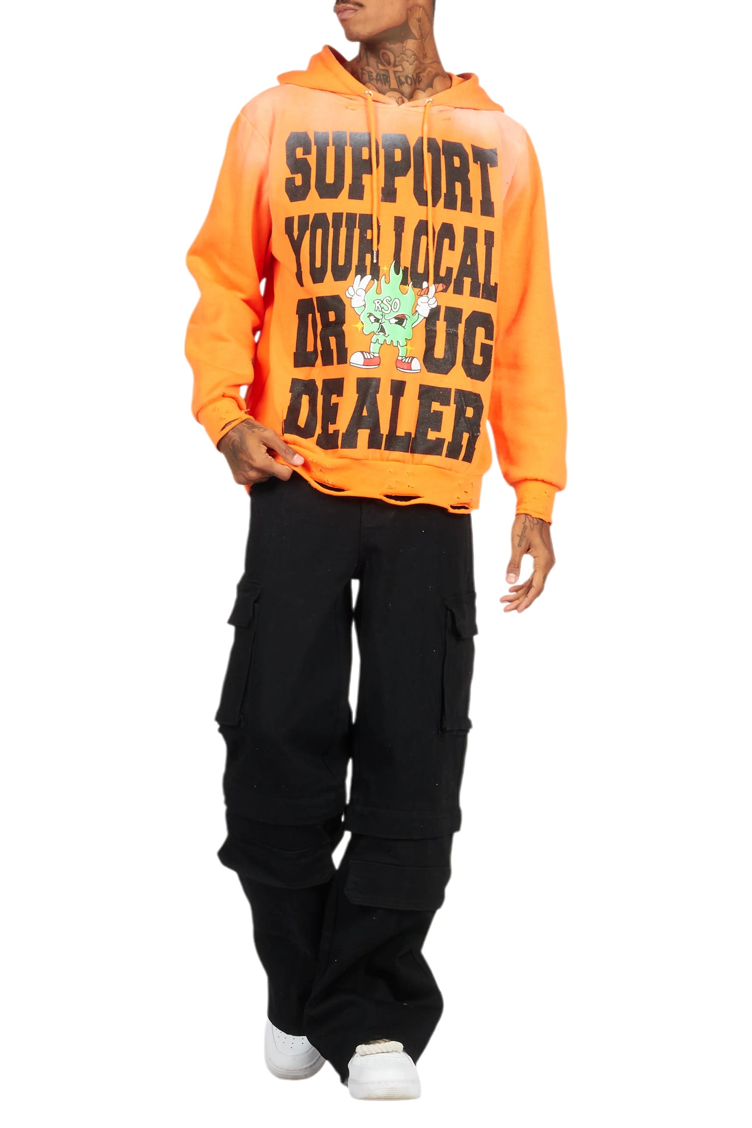 Tarl Orange Distressed Graphic Hoodie