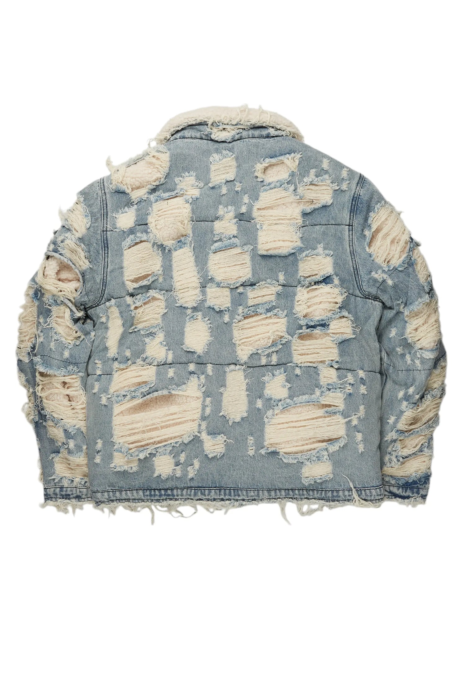 Faro Blue Denim Sherpa Puffer Jacket
