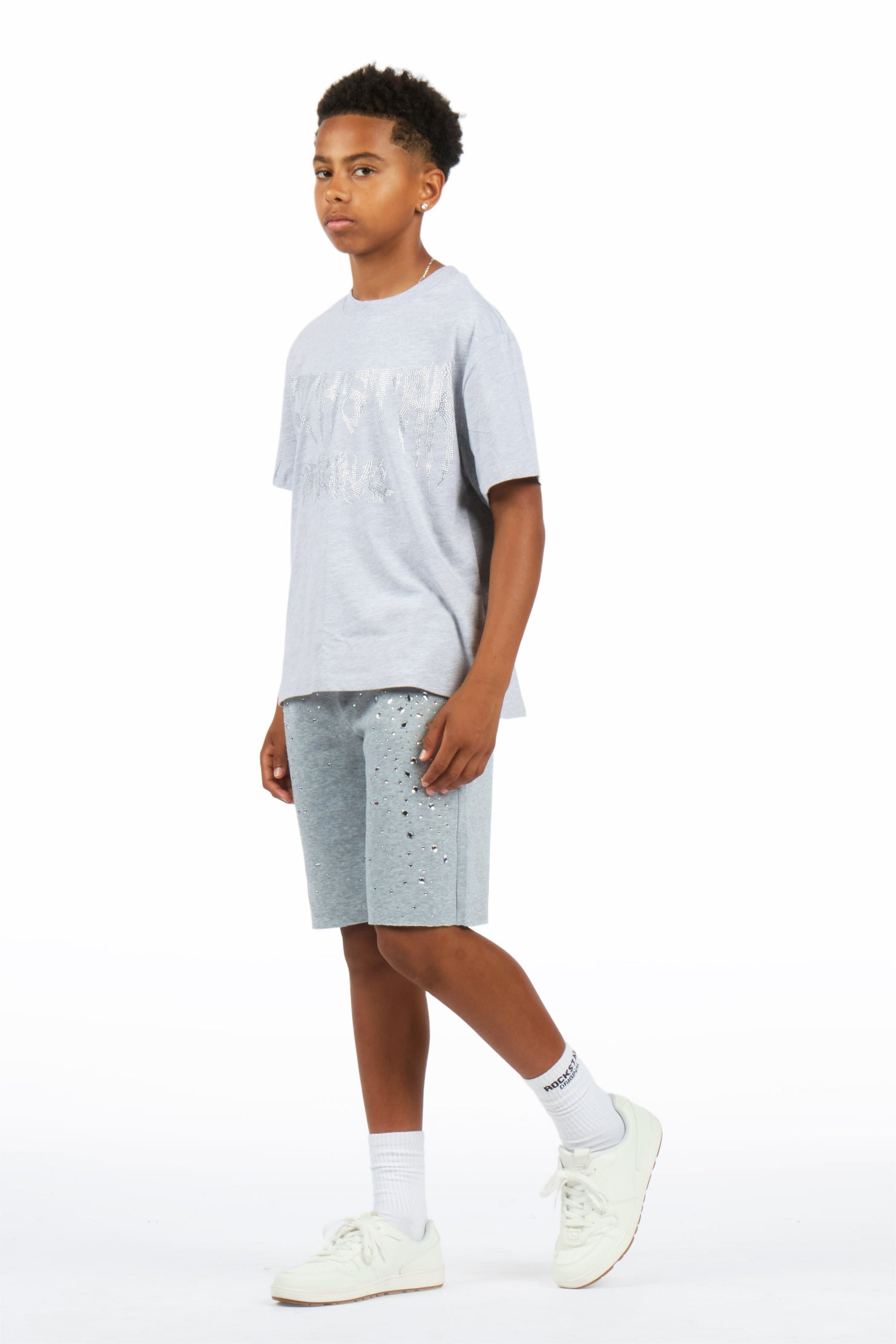 Boys Twinkle Grey Rhinestone Short Set