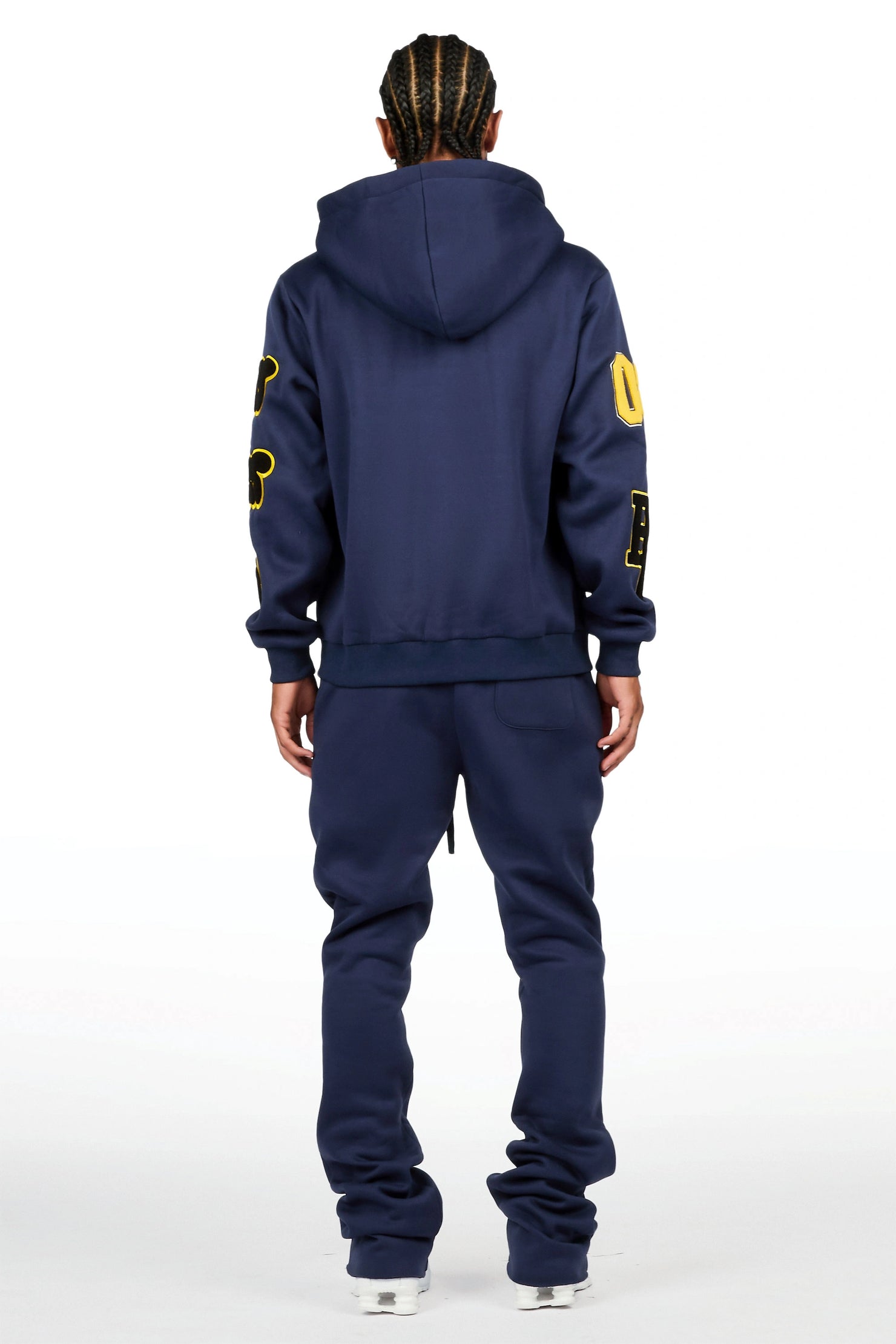 Leslaw Navy Zip Up Hoodie Stacked Track Set