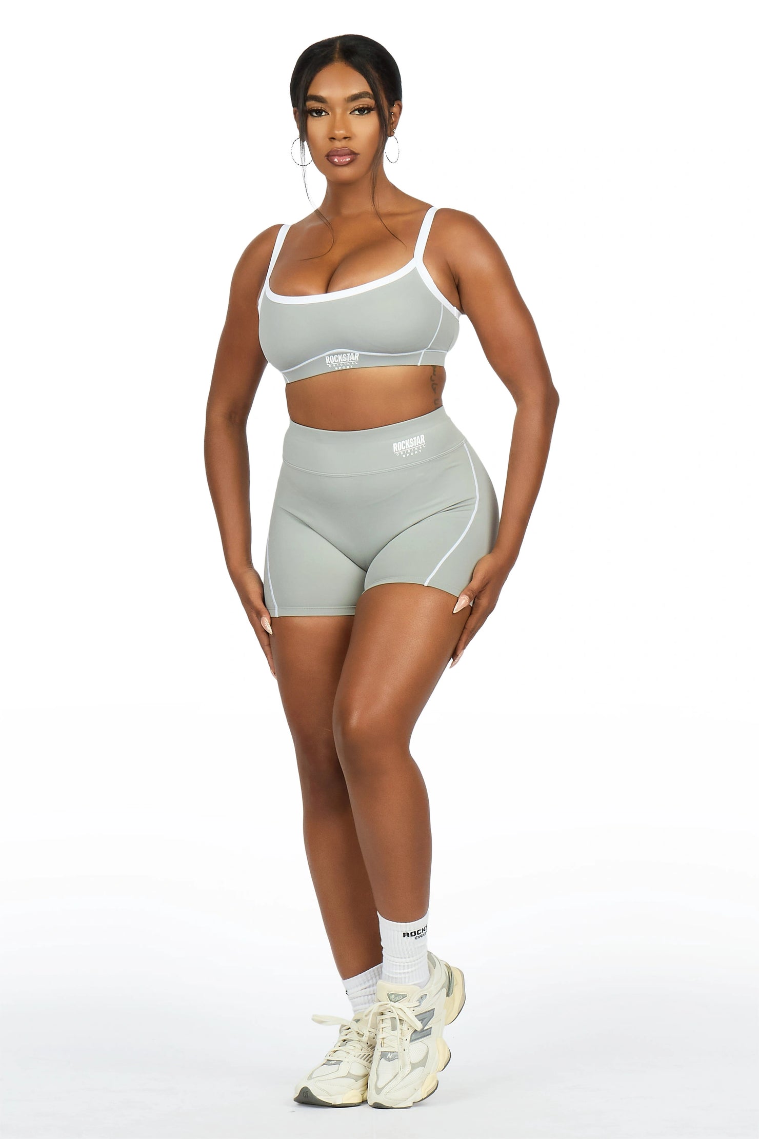 Afshana Grey Tank Active Bike Short Set