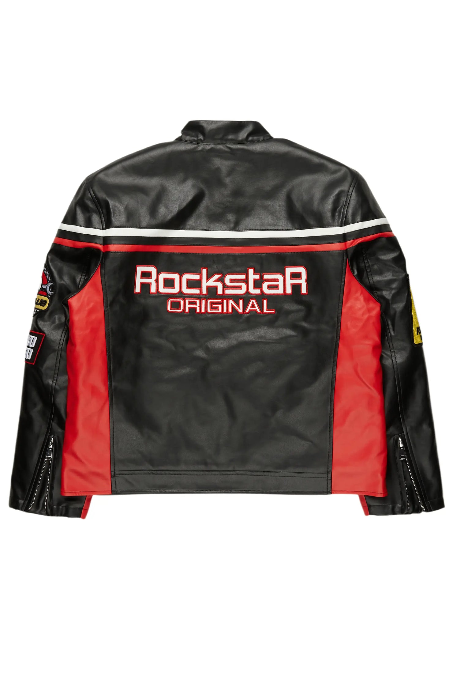 Roch Black/White Leather Moto Jacket