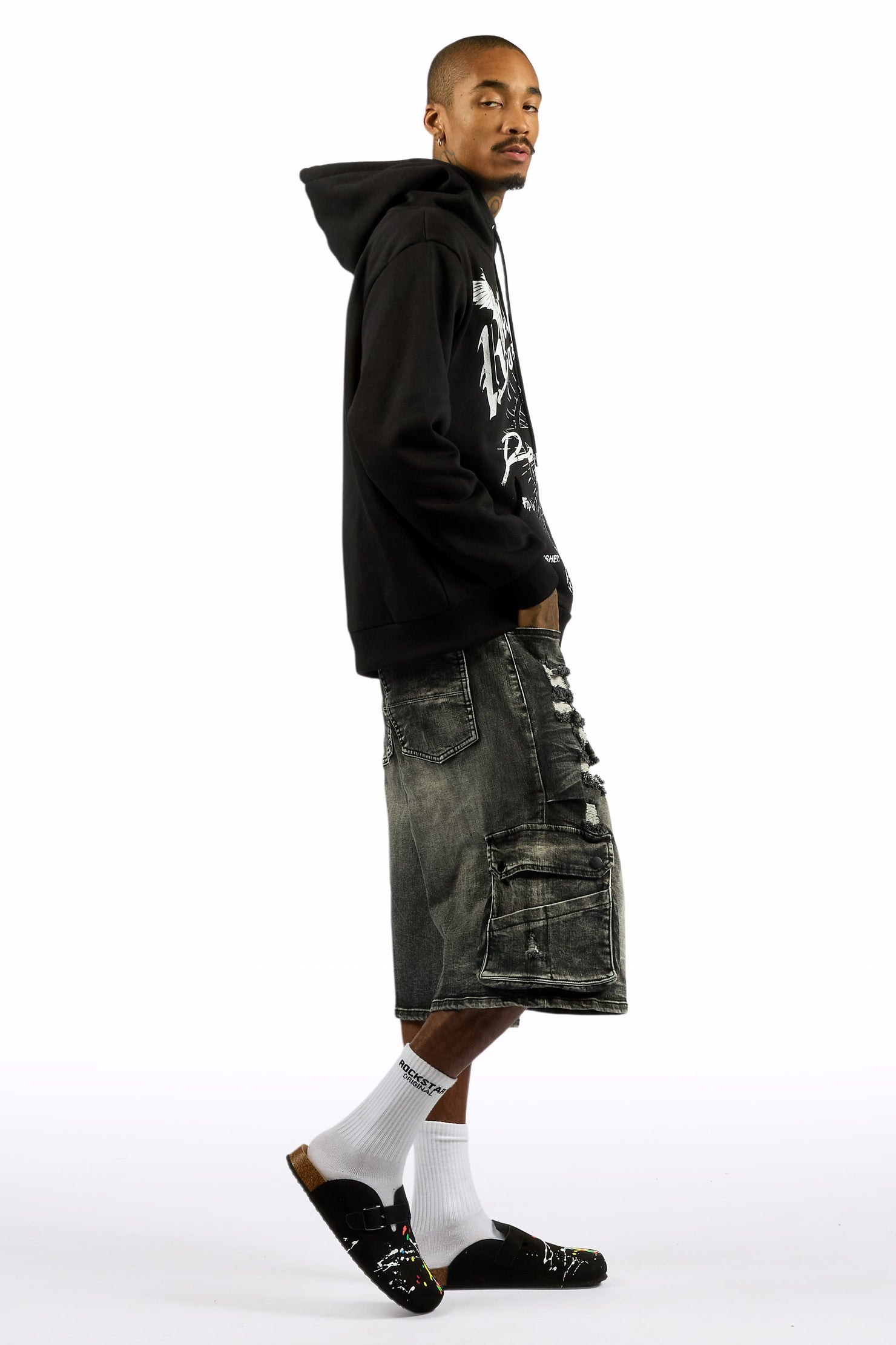 Mens Art Dist Black Suede Mule