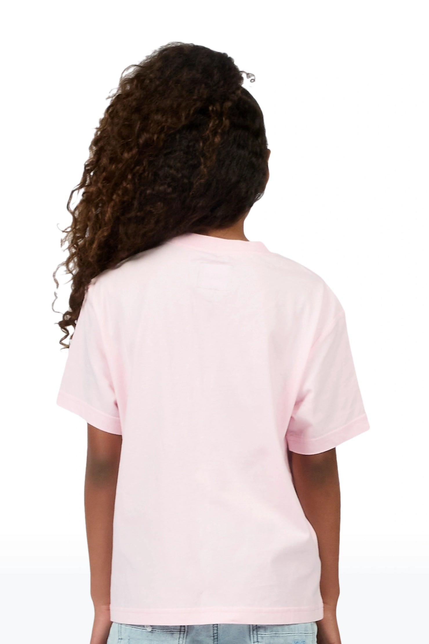 Girls Jaggy Light Pink Graphic T-Shirt