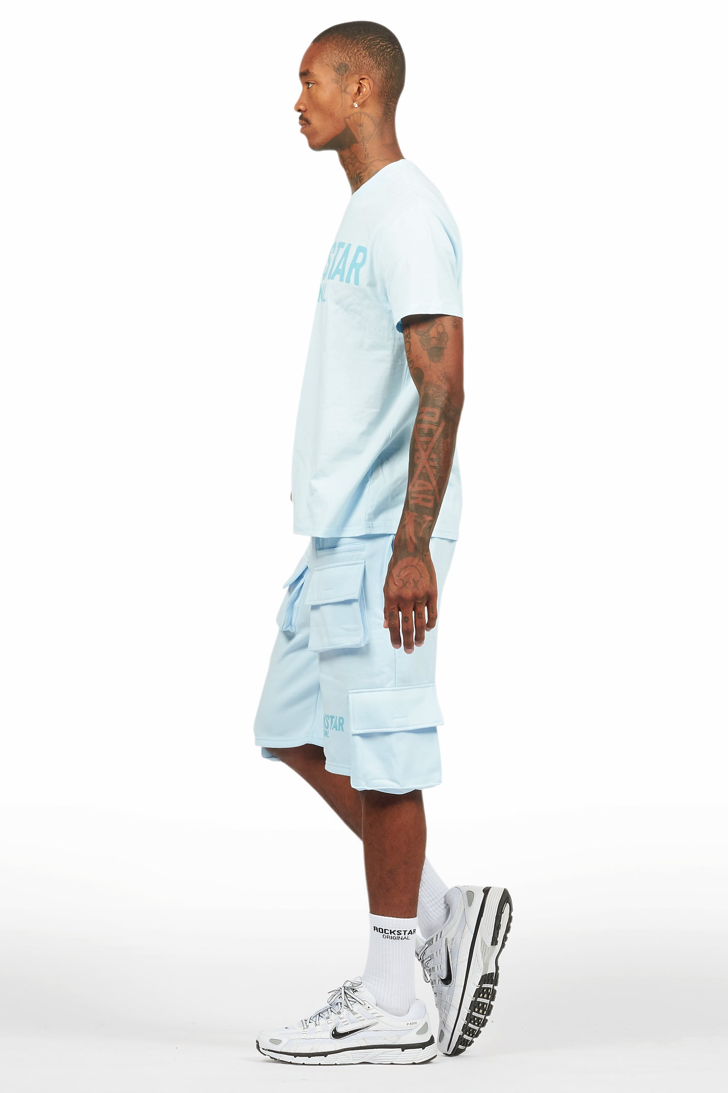 Sana Baby Blue/Blue T-Shirt Cargo Short Set