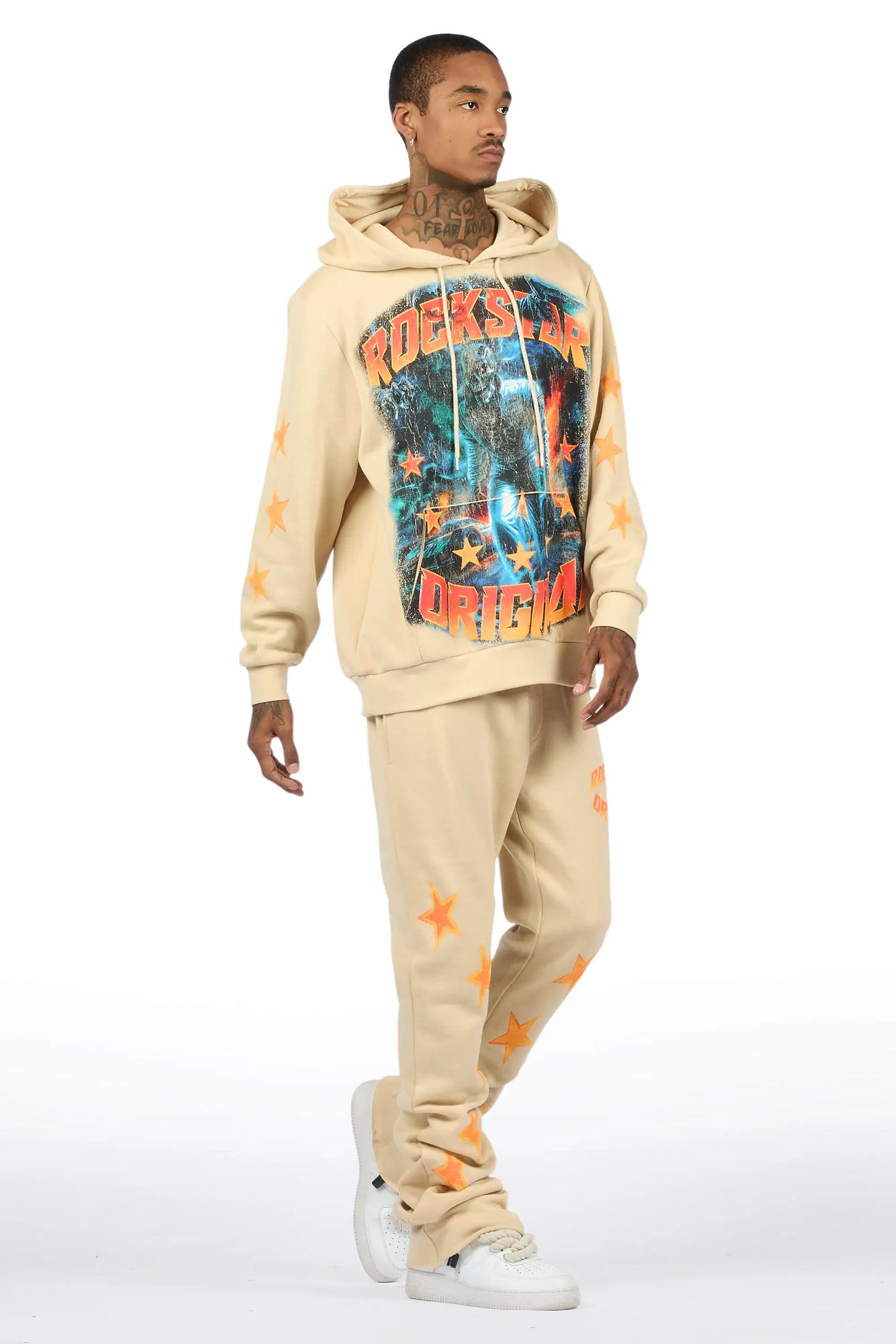 Torque Beige Hoodie/Stacked Pant Track Set