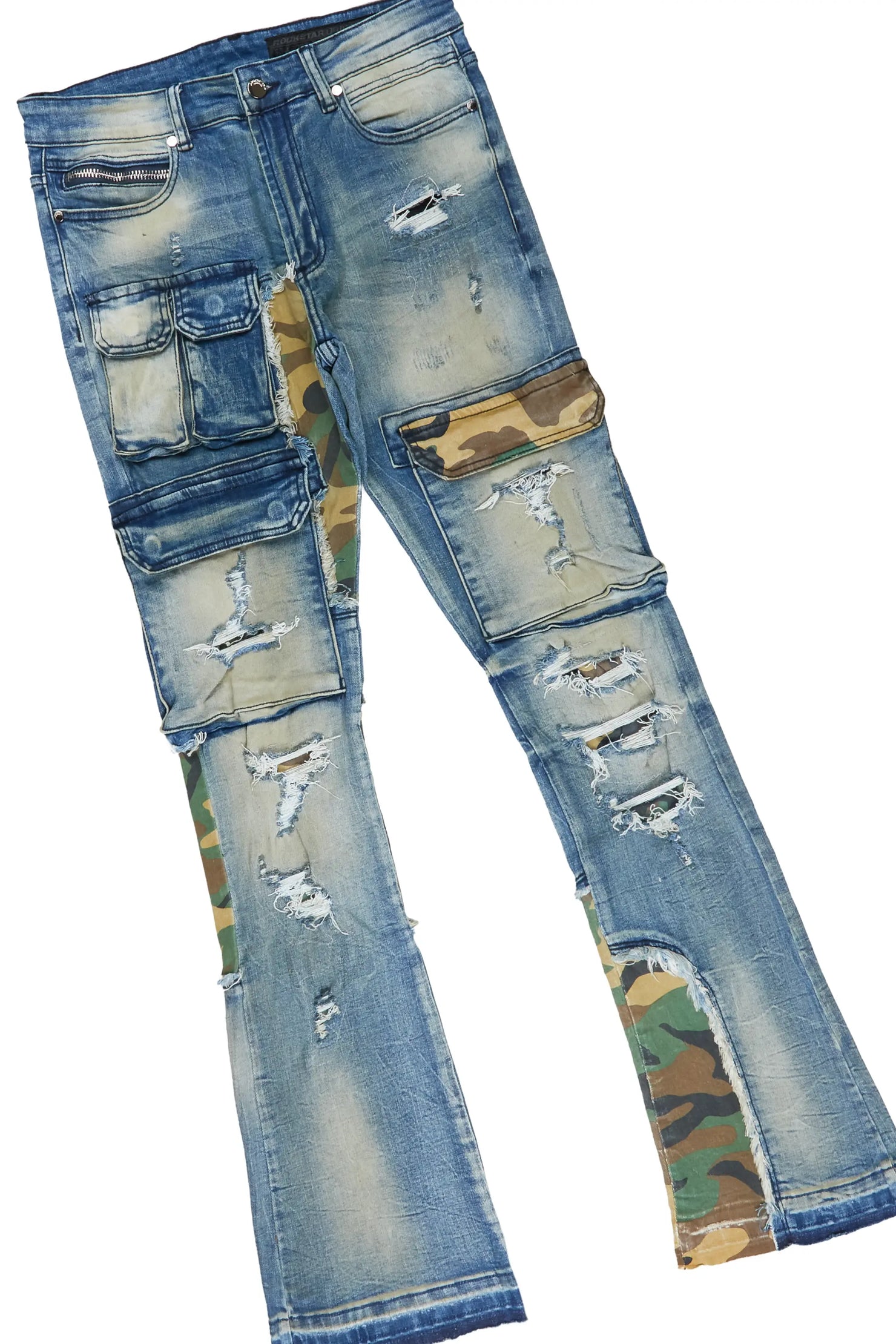 Damodar Tree Camo Hoodie & Zeta Stacked Flare Jean Bundle