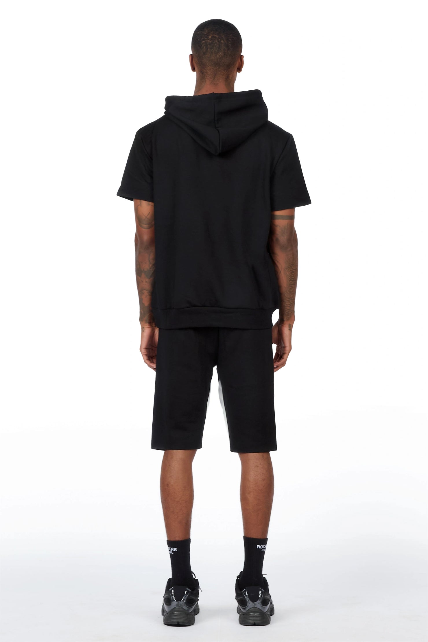 Raffer 3.0 Black Cut Sleeve Hoodie Short Set