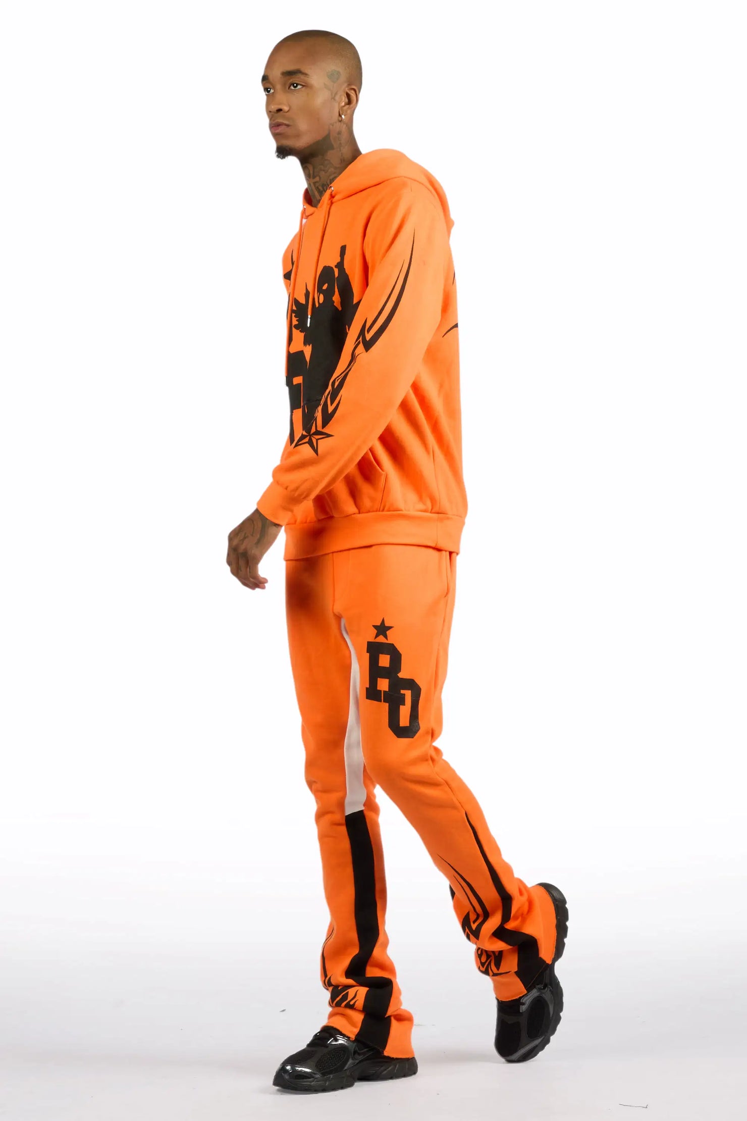 Pluton Orange/Black Hoodie/Stacked Flare Track Set
