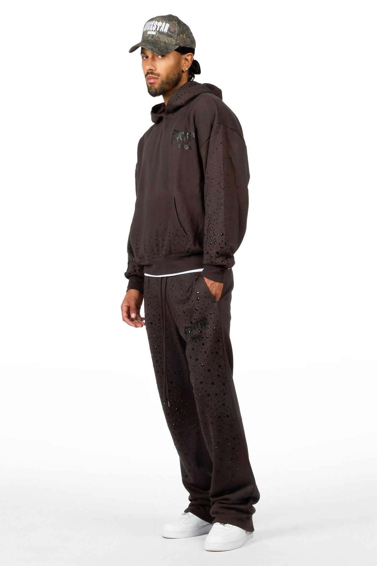 Twinkle Iron/Black Rhinestone Hoodie Relaxed Track Set