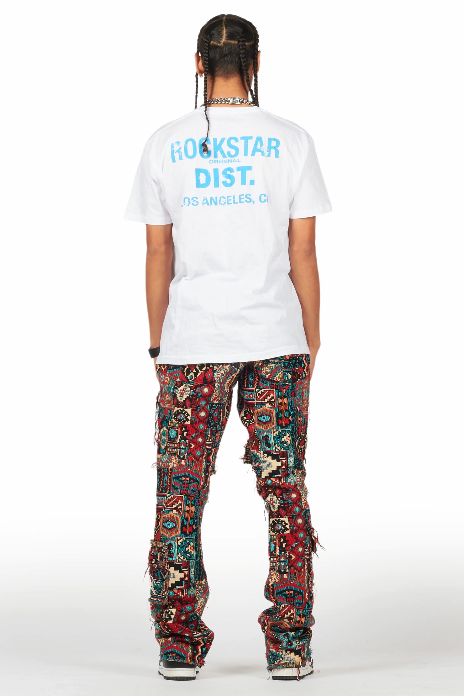 Tayami Tapestry Aqua Cargo Stacked Flare Jean