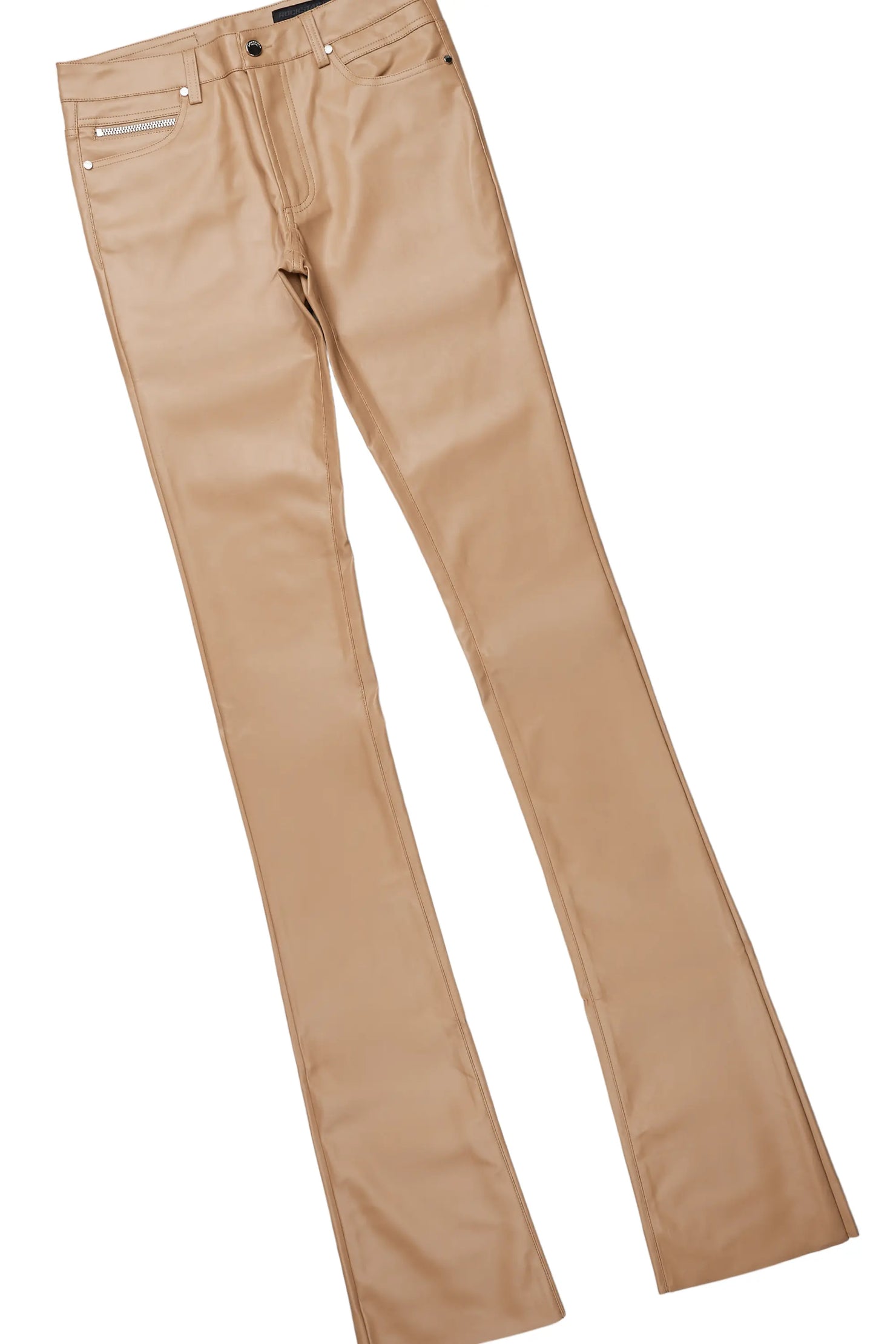 Wizzurd Black T-Shirt & Ricky Tan PU Super Stacked Jean Bundle