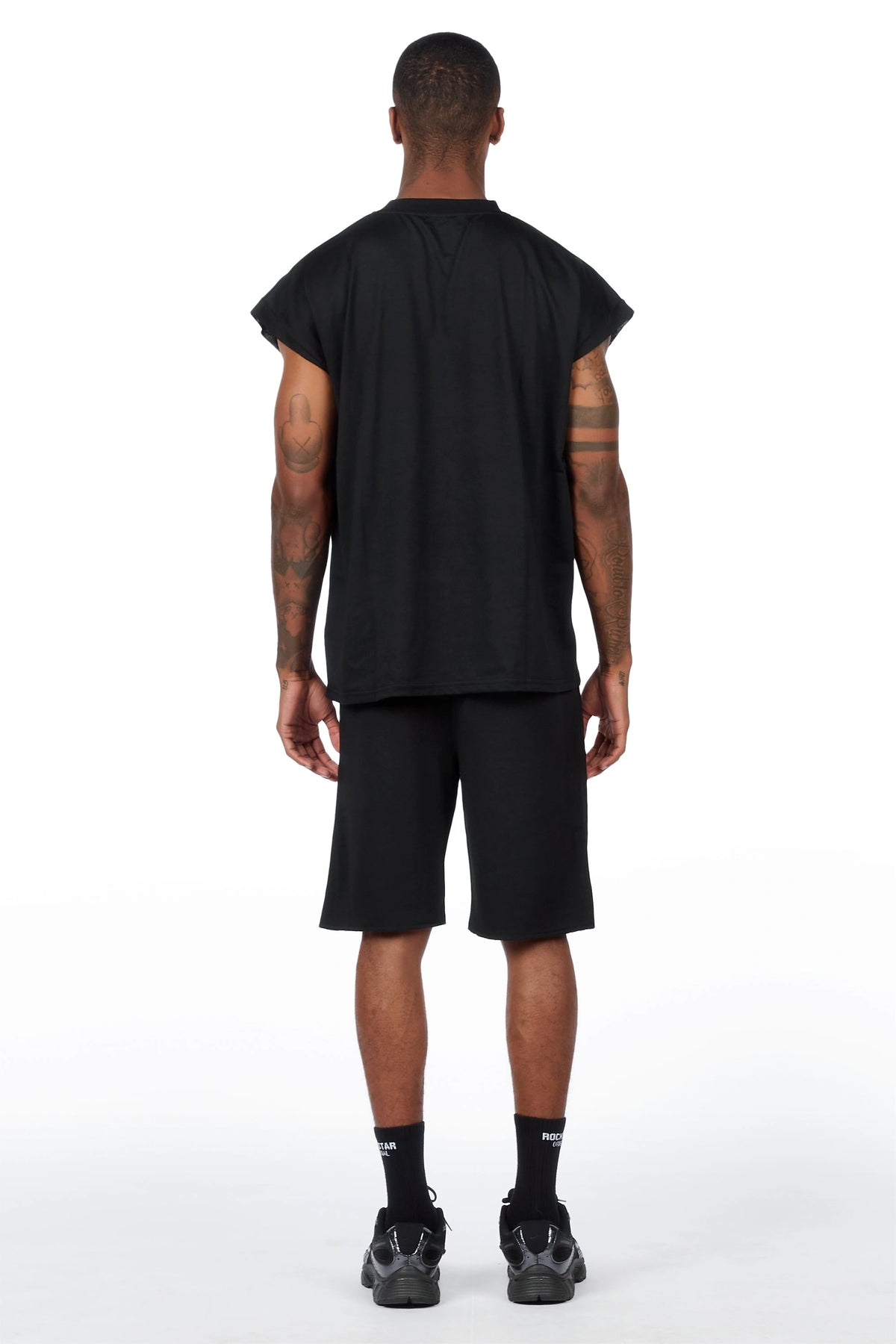 All Seeing Eyes Black Cut Sleeve Short Set