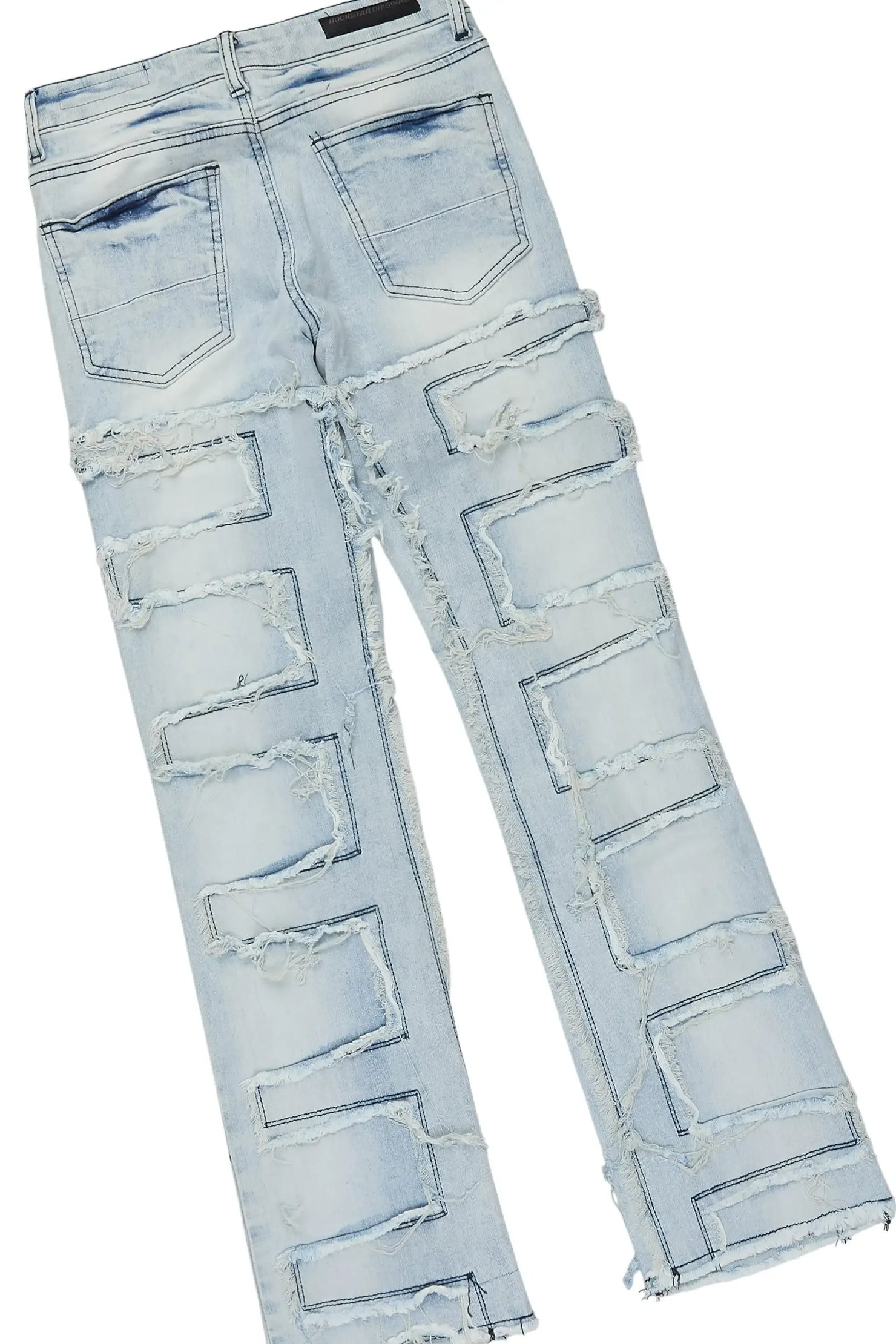 Boys Pixel White/Blue T-Shirt Stacked Jean Set