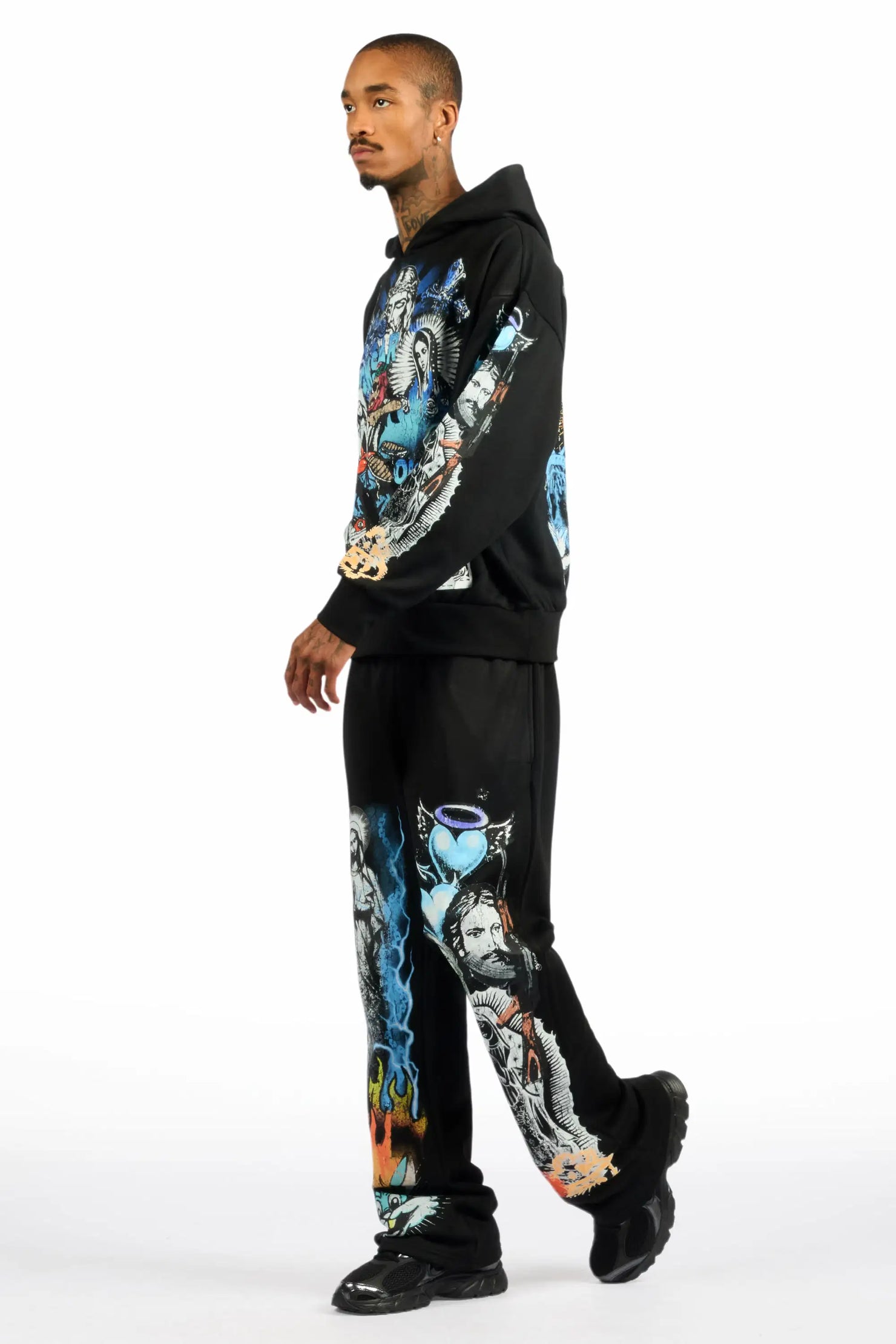 Diyos Black Hoodie/Baggy Pant Track Set