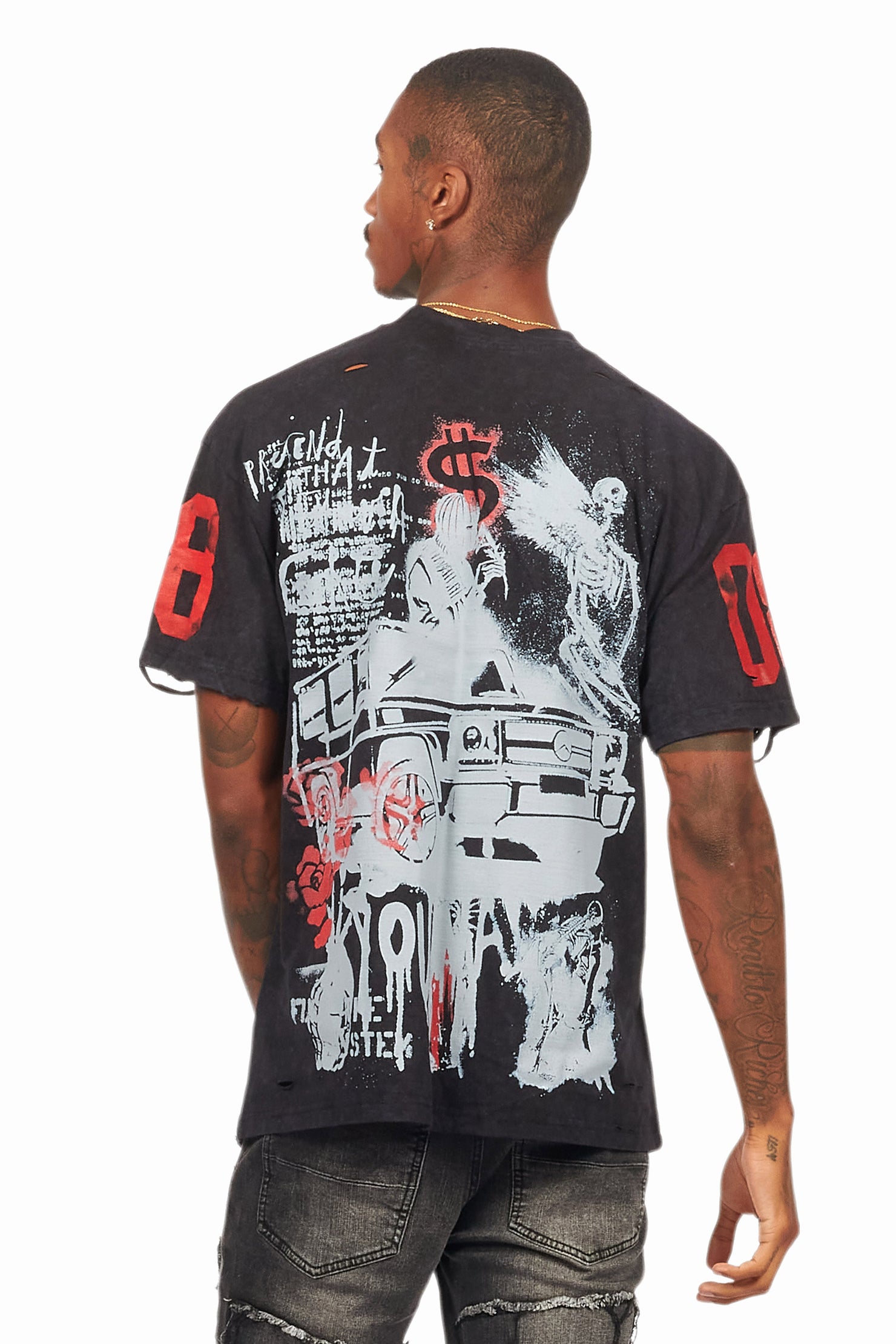 Grill Vintage Black Graphic Oversized T-Shirt