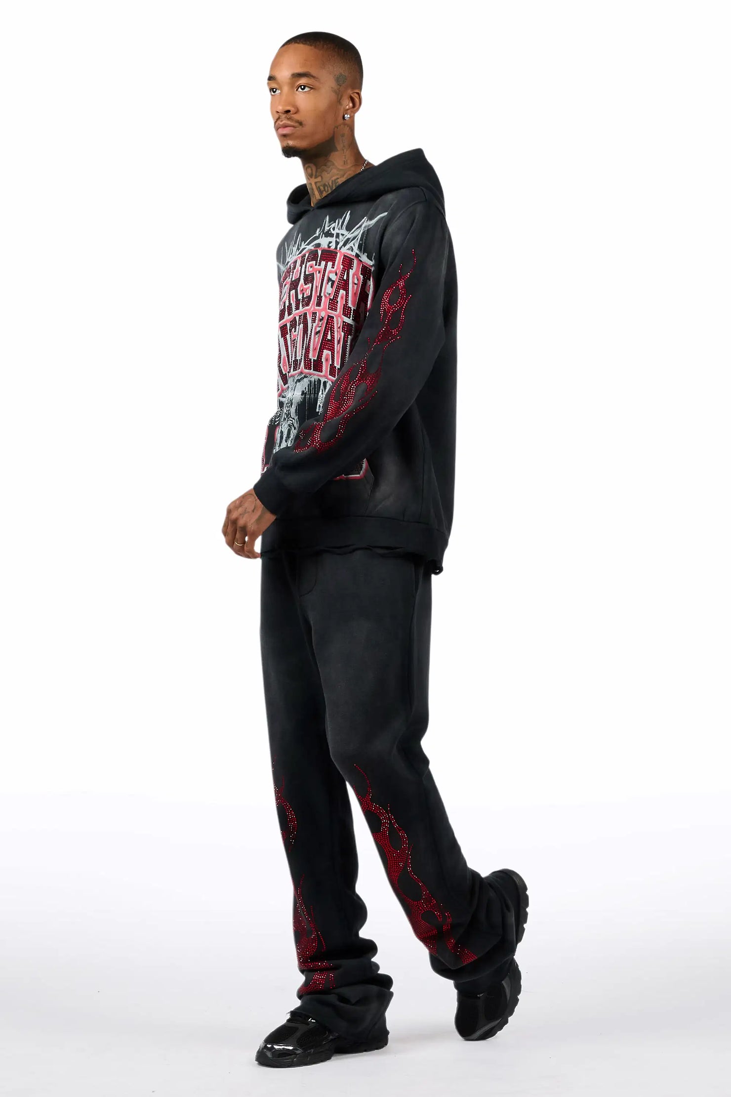 Oryn Black Hoodie/Stacked Pant Track Set