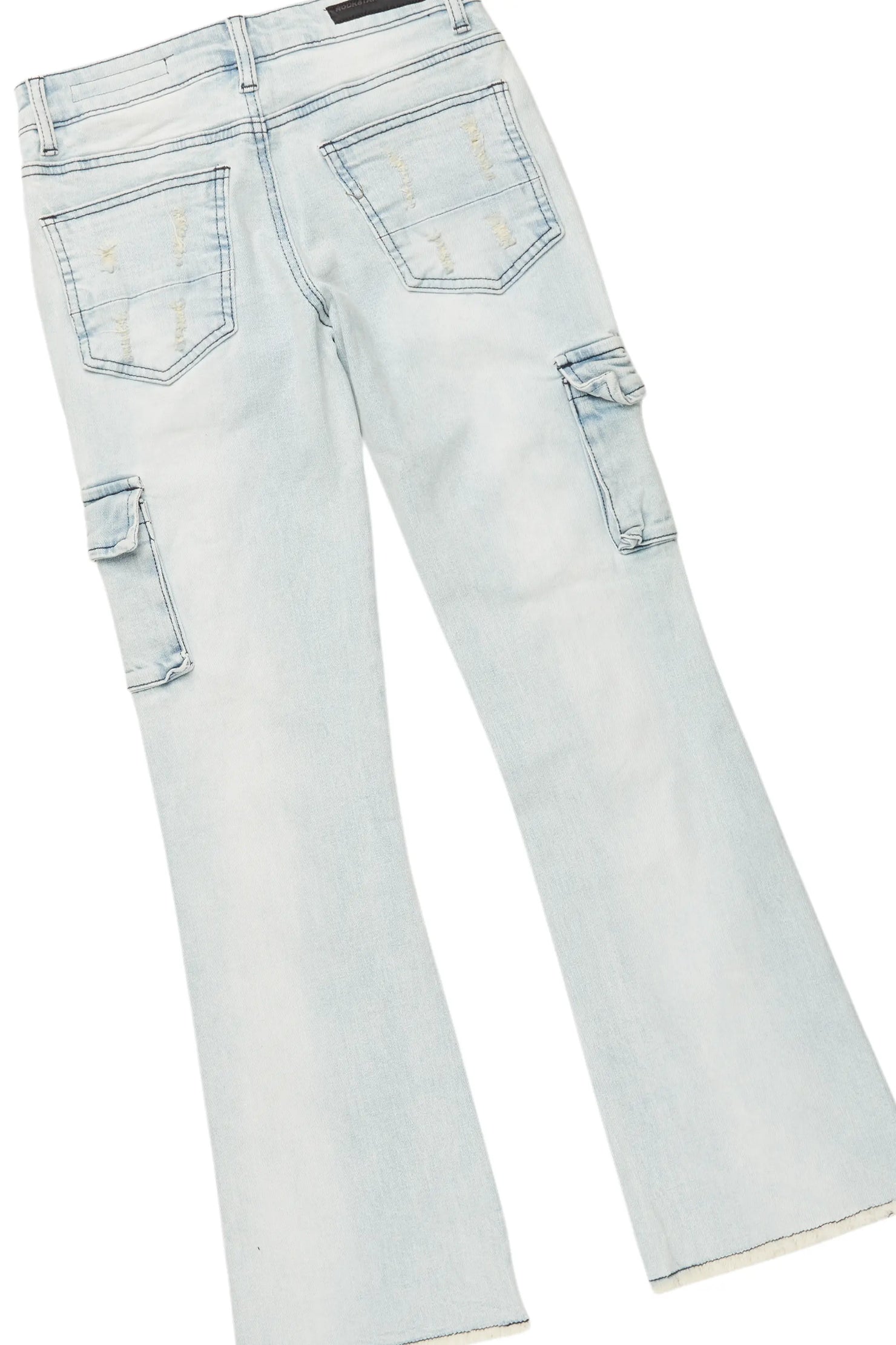 Boys Lachlan Grey/Blue Hoodie/Stacked Flare Jean Set