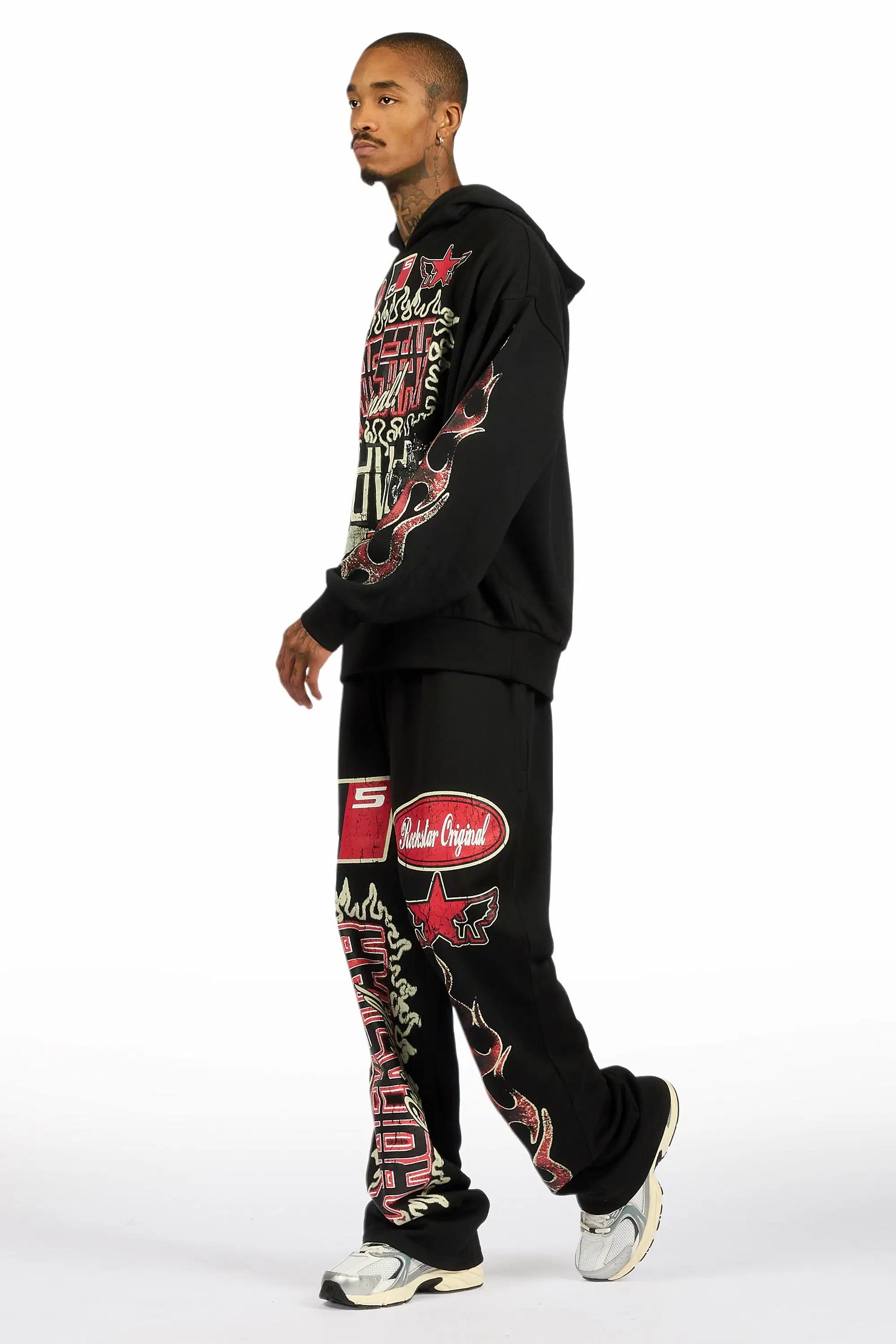 Deangelo Black Hoodie/Baggy Track Pant Set