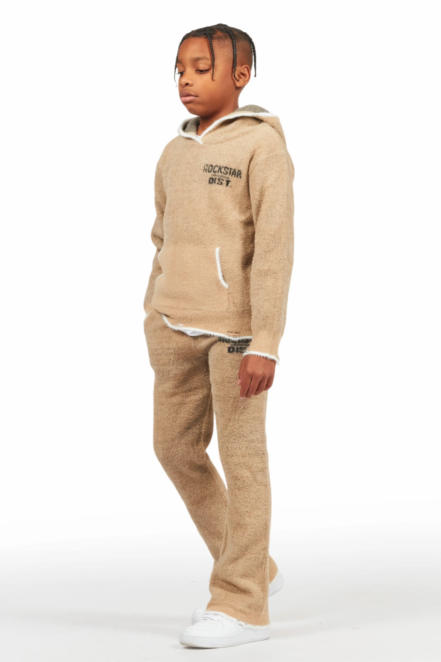 Boys Lake Mohair Beige Knit Track set