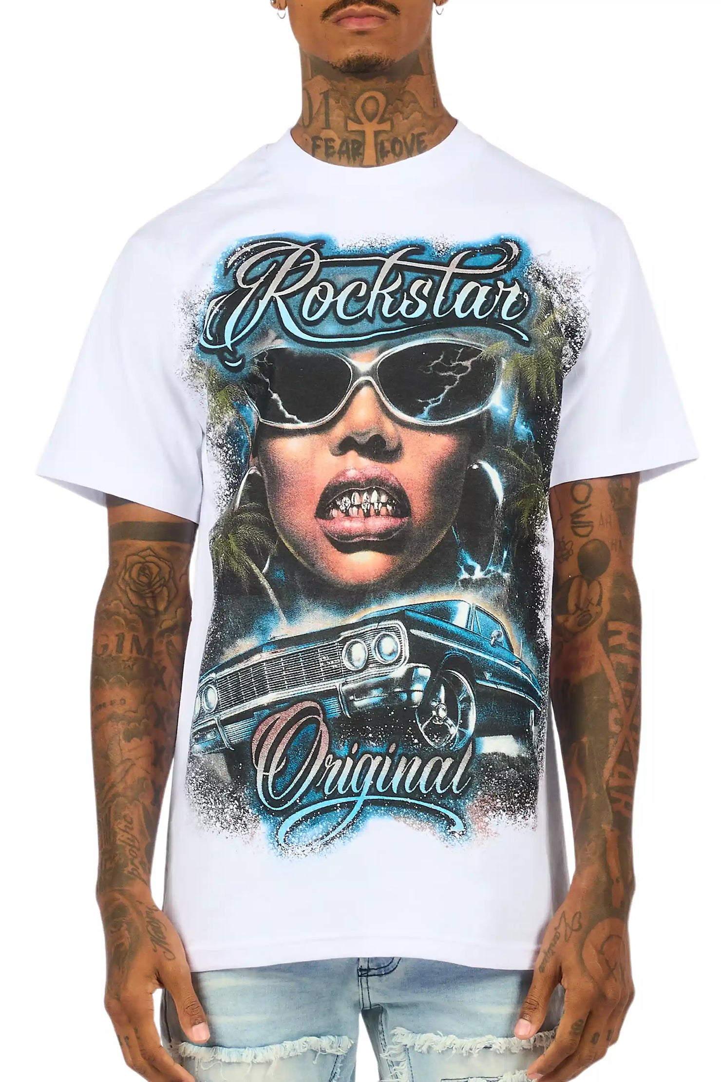 Ozair White/Multi Oversized Graphic T-Shirt