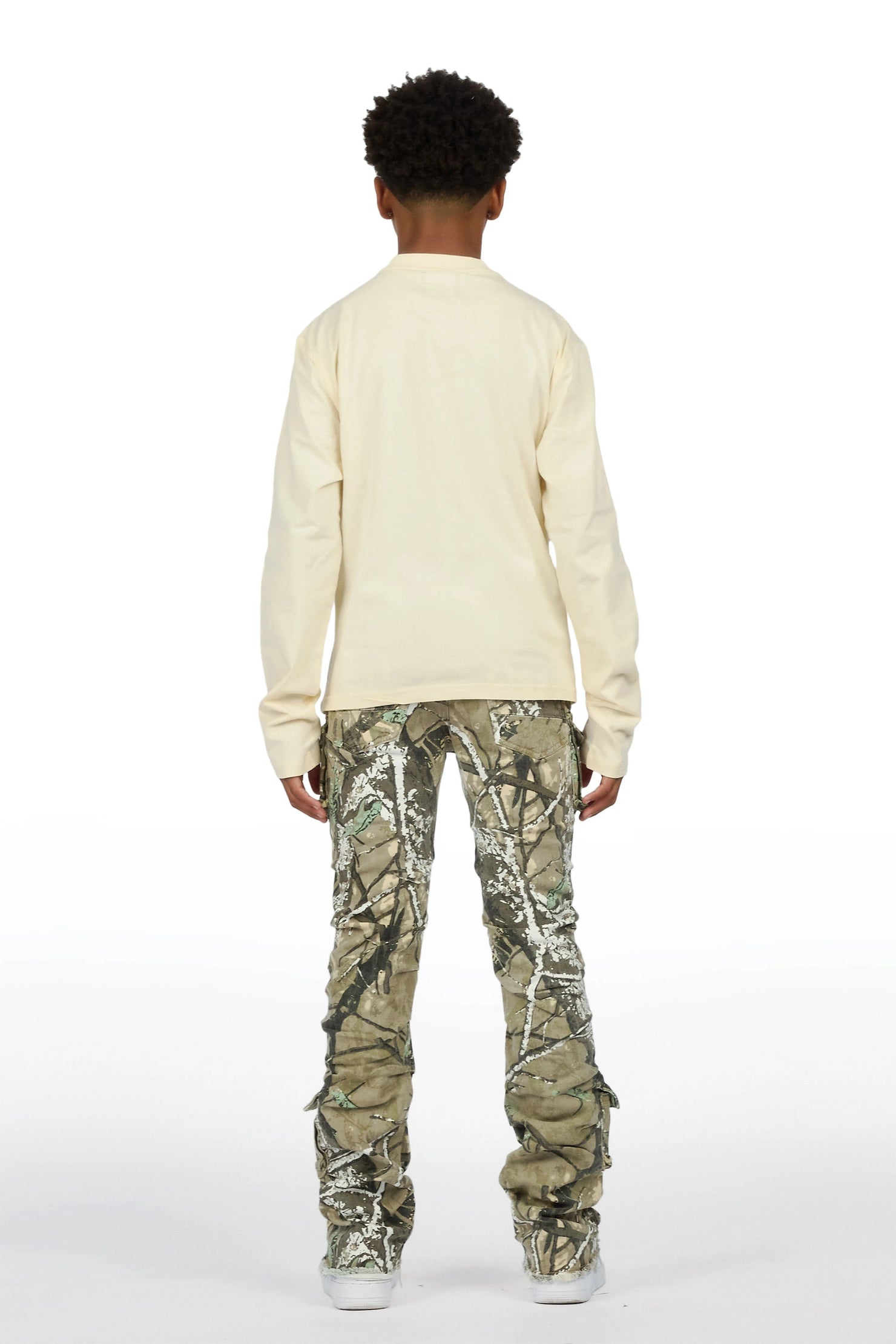 Boys Pluto Sand/Tree Camo Long Sleeve T-Shirt Stacked Jean Set