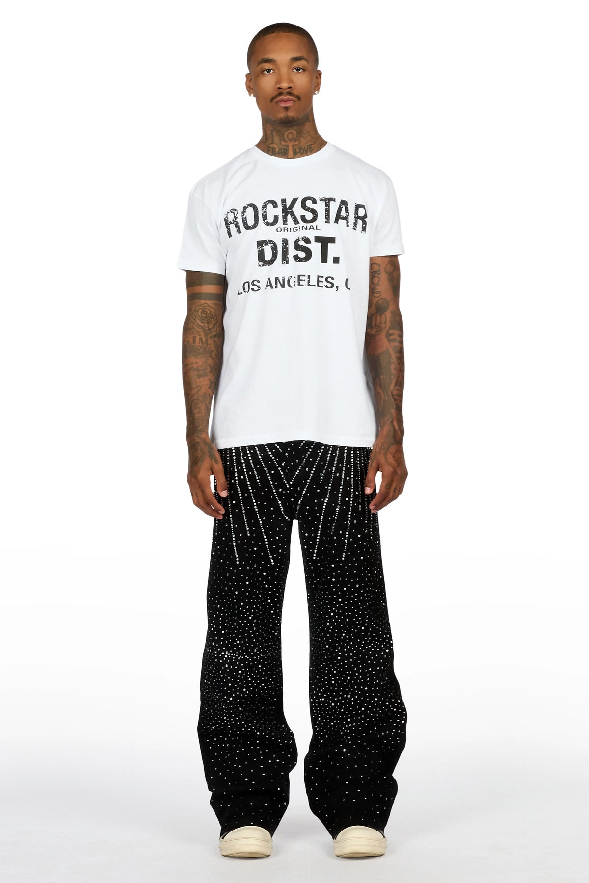 Keki Black Rhinestones Baggy Fit Jeans