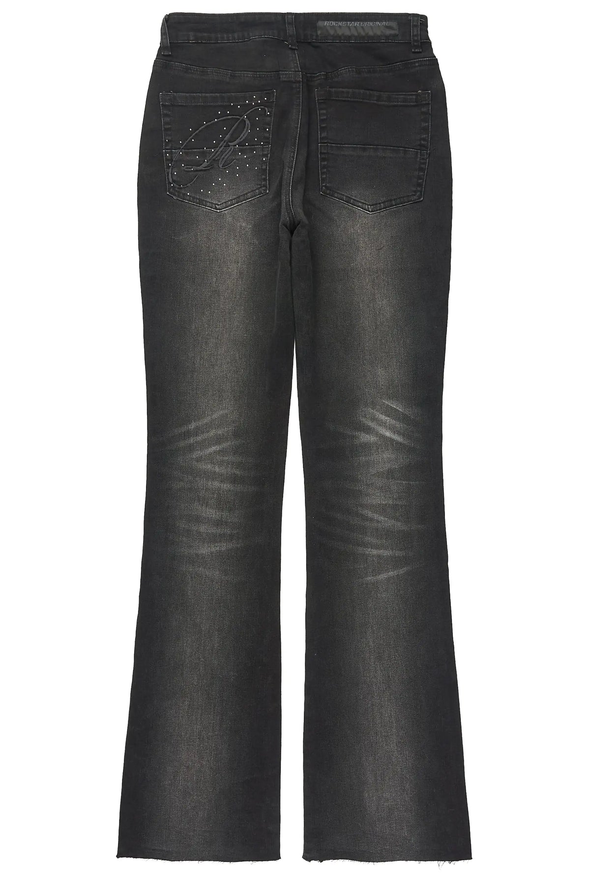 Calisa Black Rhinestone Stacked Flare Jean