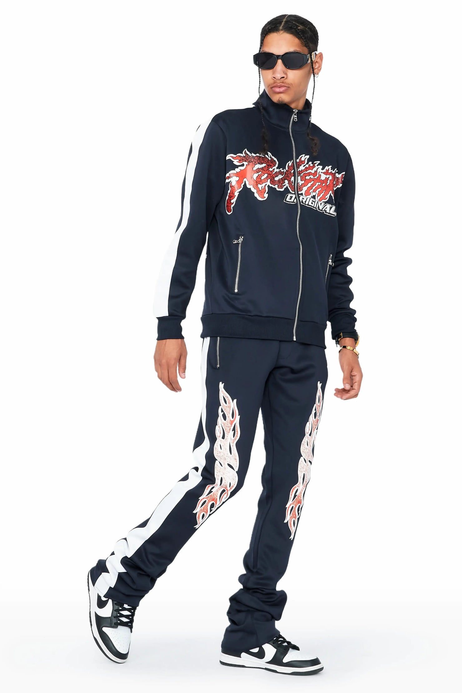 Yash Black Tricot Stacked Flare Track Set