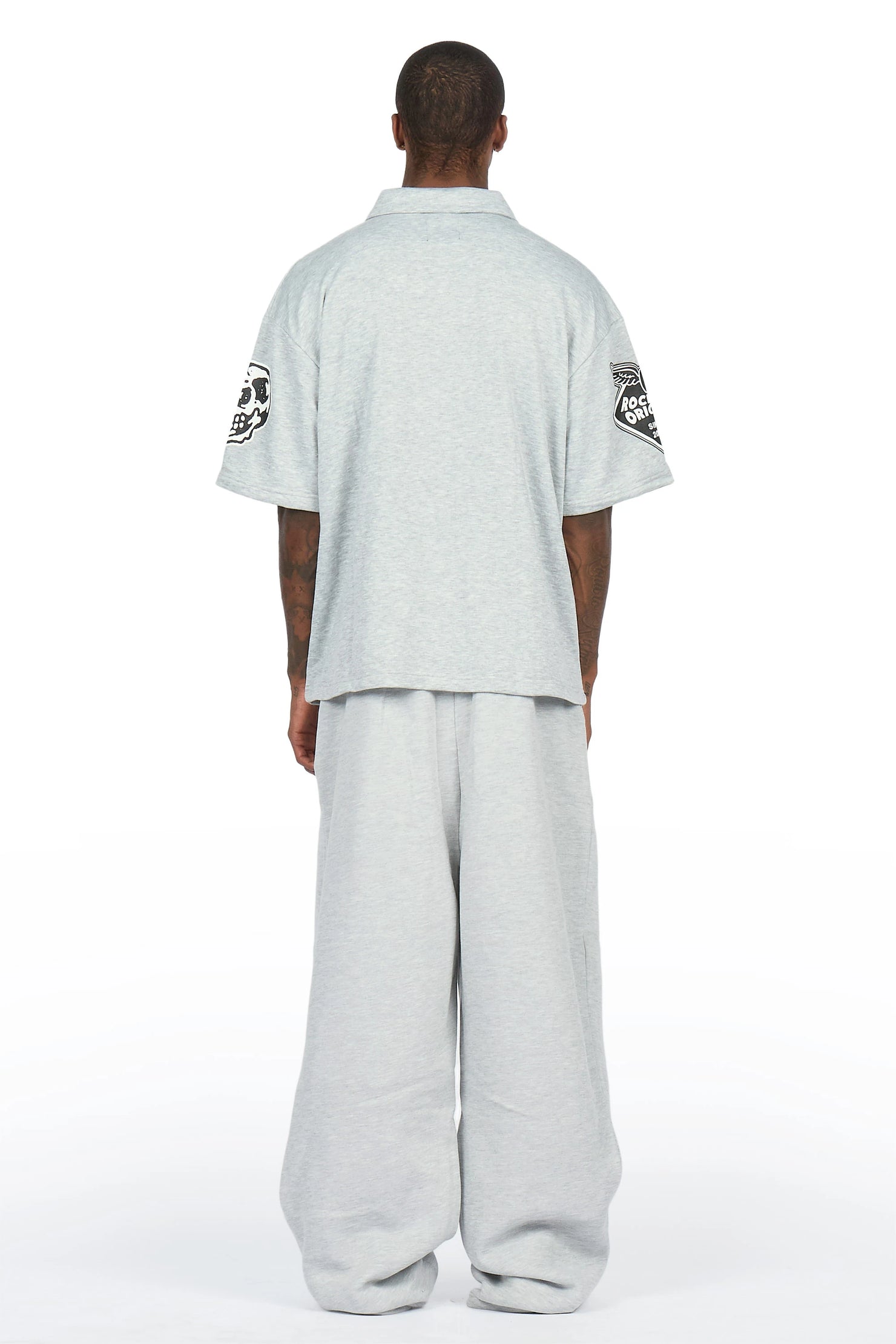 Igor Heather Grey Crop Boxy Shirt/Fleece Baggy Track Set