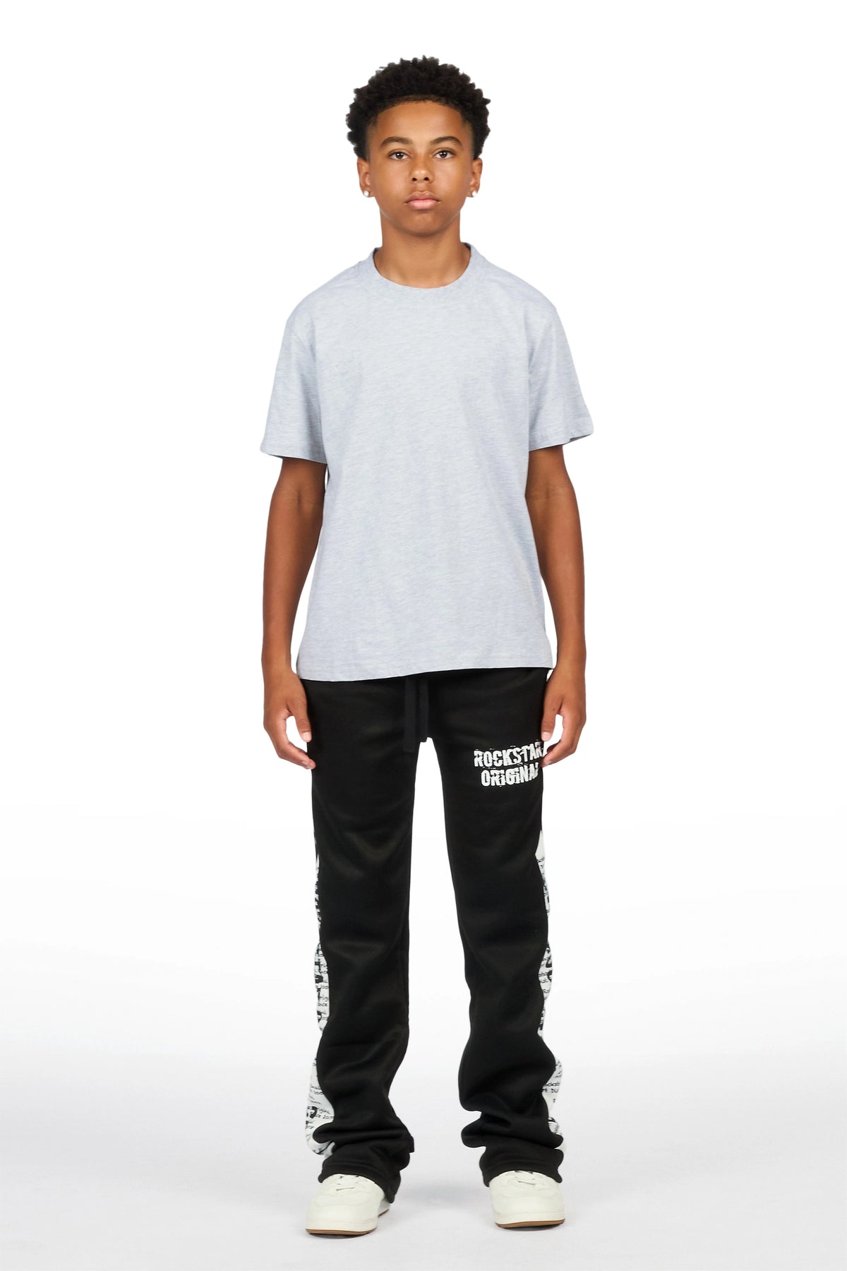 Boys Bes Black Double Waisted Super Baggy Track Pant