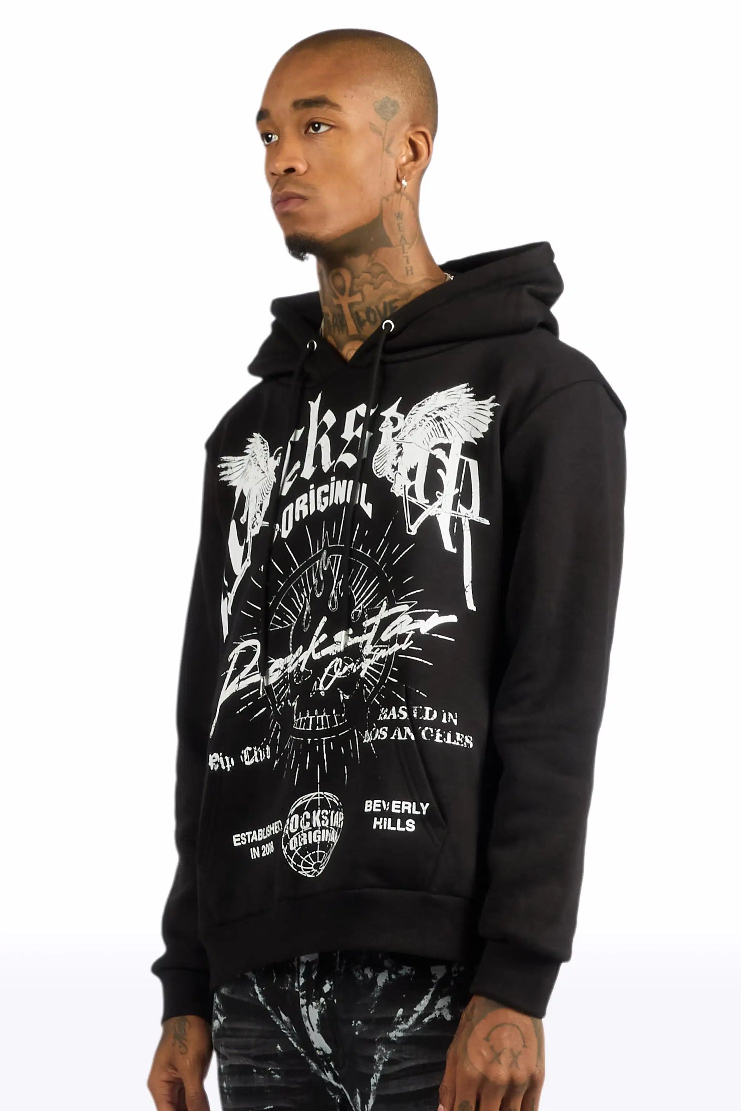 Tally Black Graphic Relaxed Hoodie