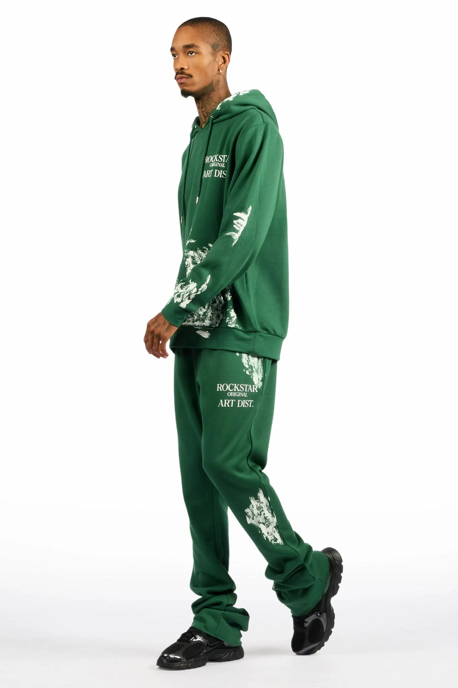 Filip Green Hoodie/Stacked Pant Track Set