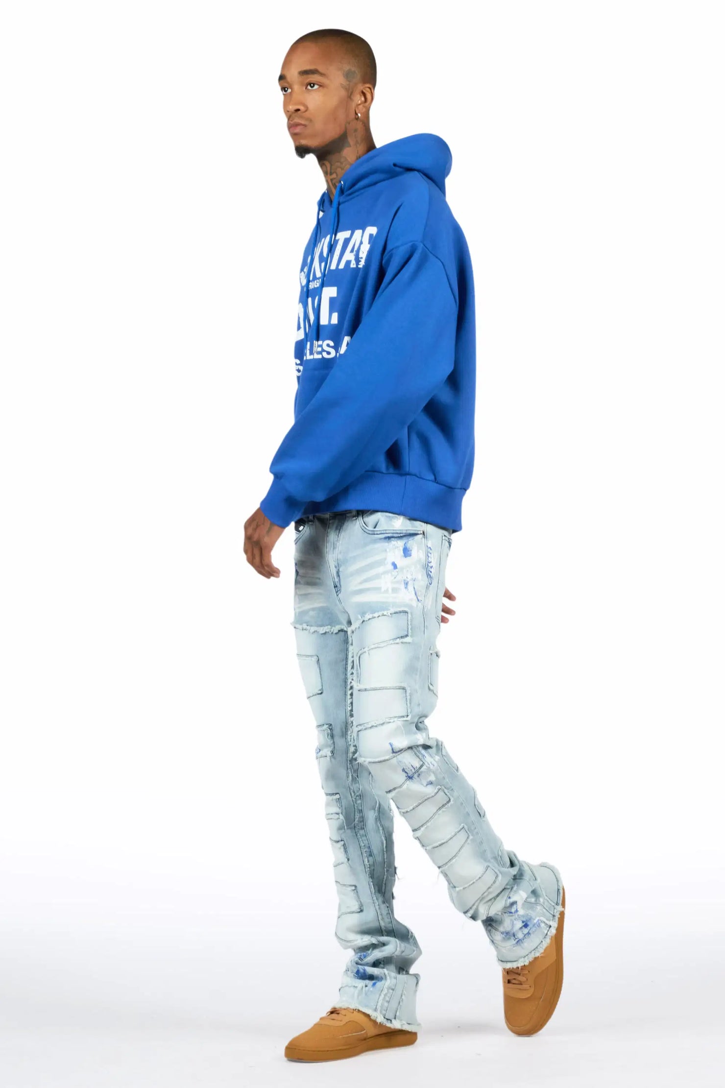 Saxon Royal/Blue Hoodie/Stacked Flare Jean Set
