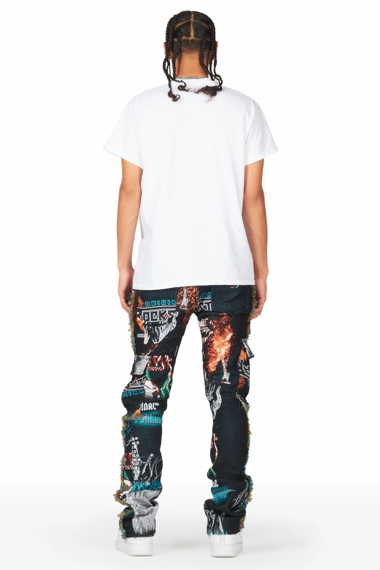 Zarin Black/ Multi Tapestry Stacked Flare Jean