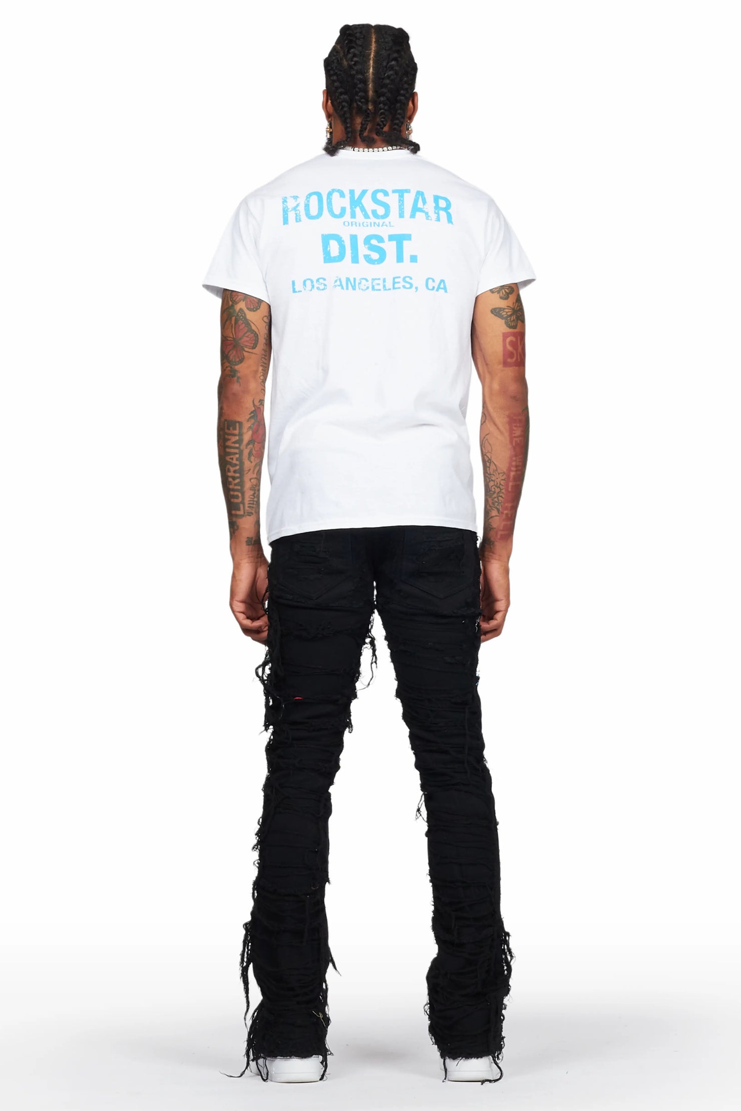 Talasi Black Painter Stacked Flare Jean