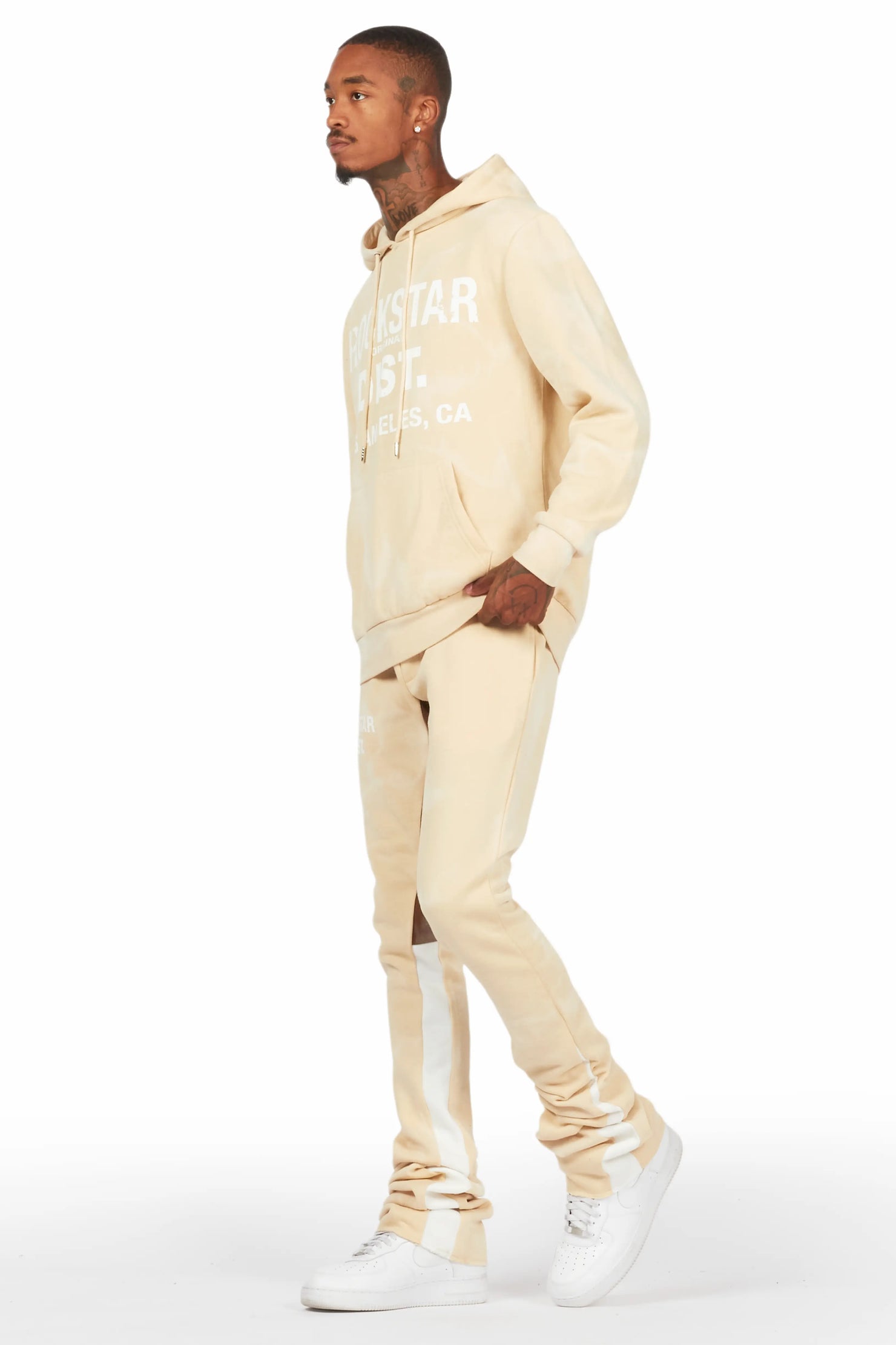 Nelly Beige Hoodie/Super Stacked Flare Pant Set