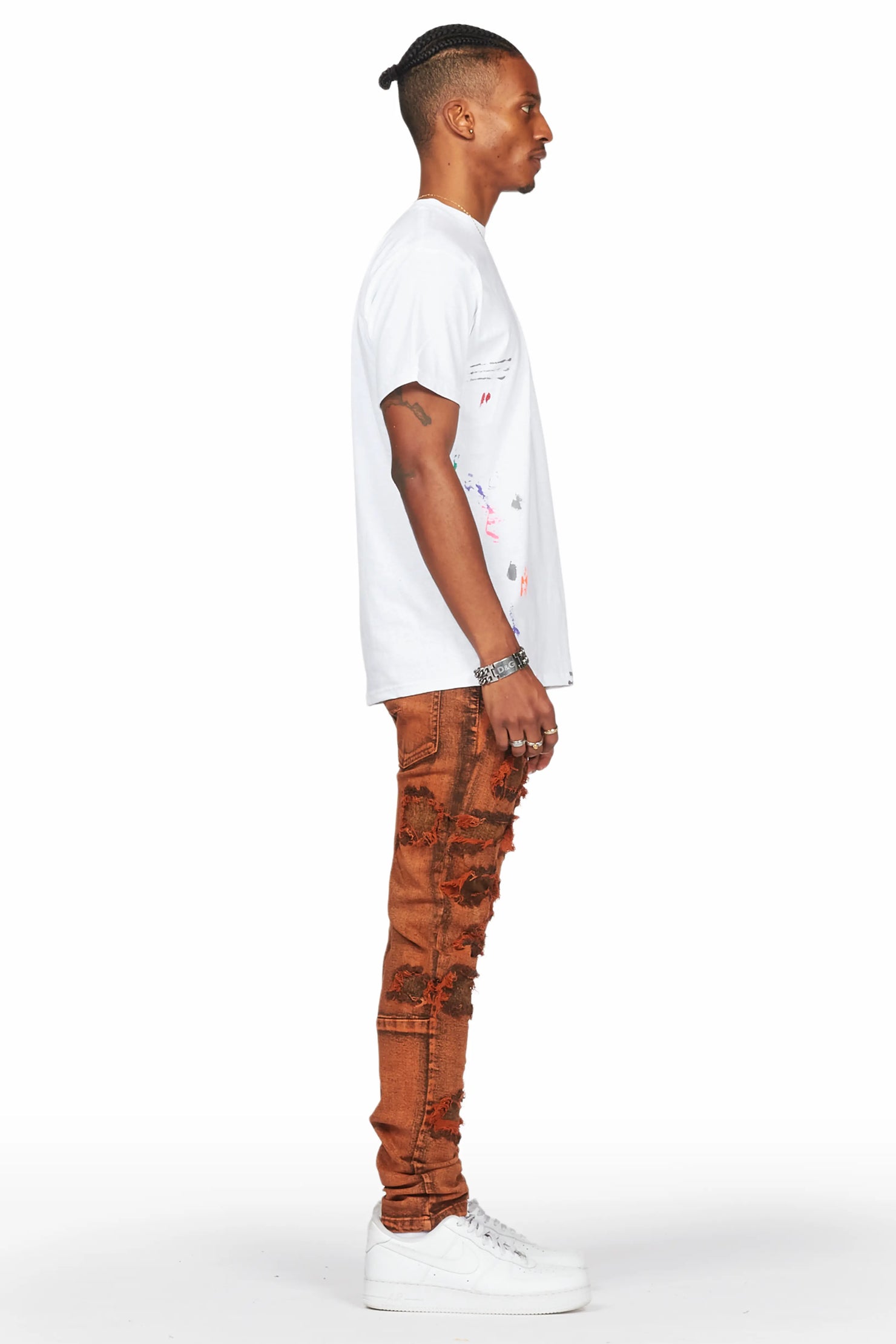 Dalit Orange Under Patch Skinny Fit Jean