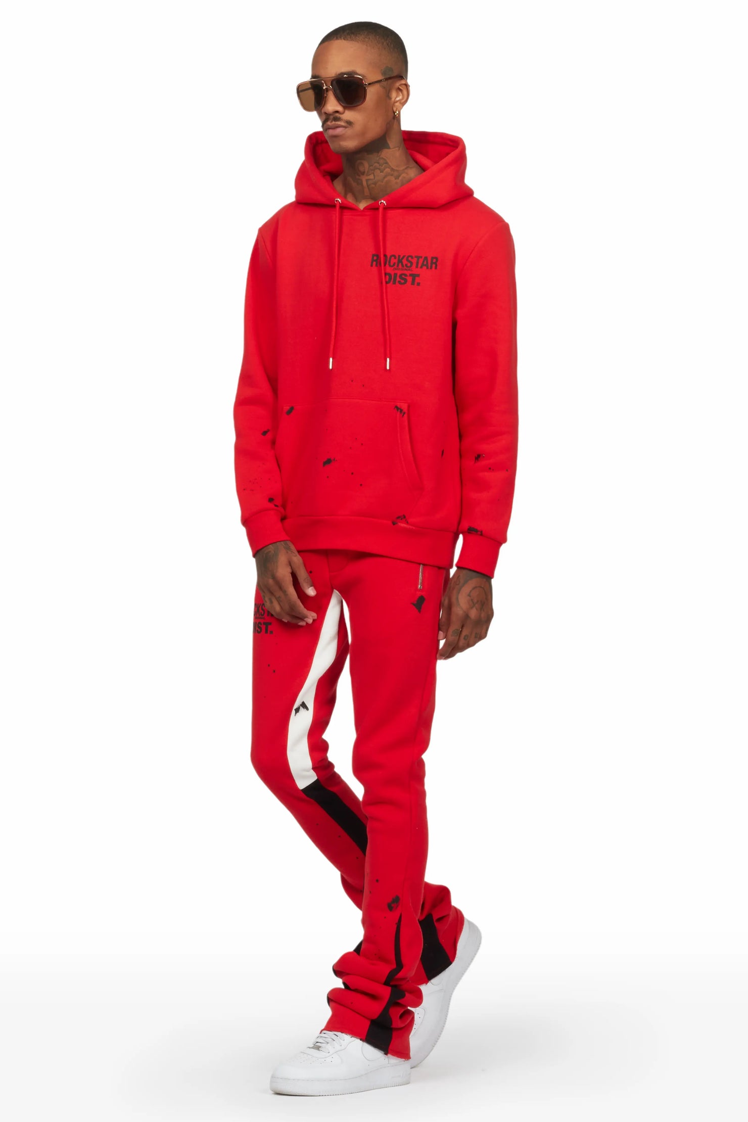 Raffer Red Hoodie/Super Stacked Flare Pant Set