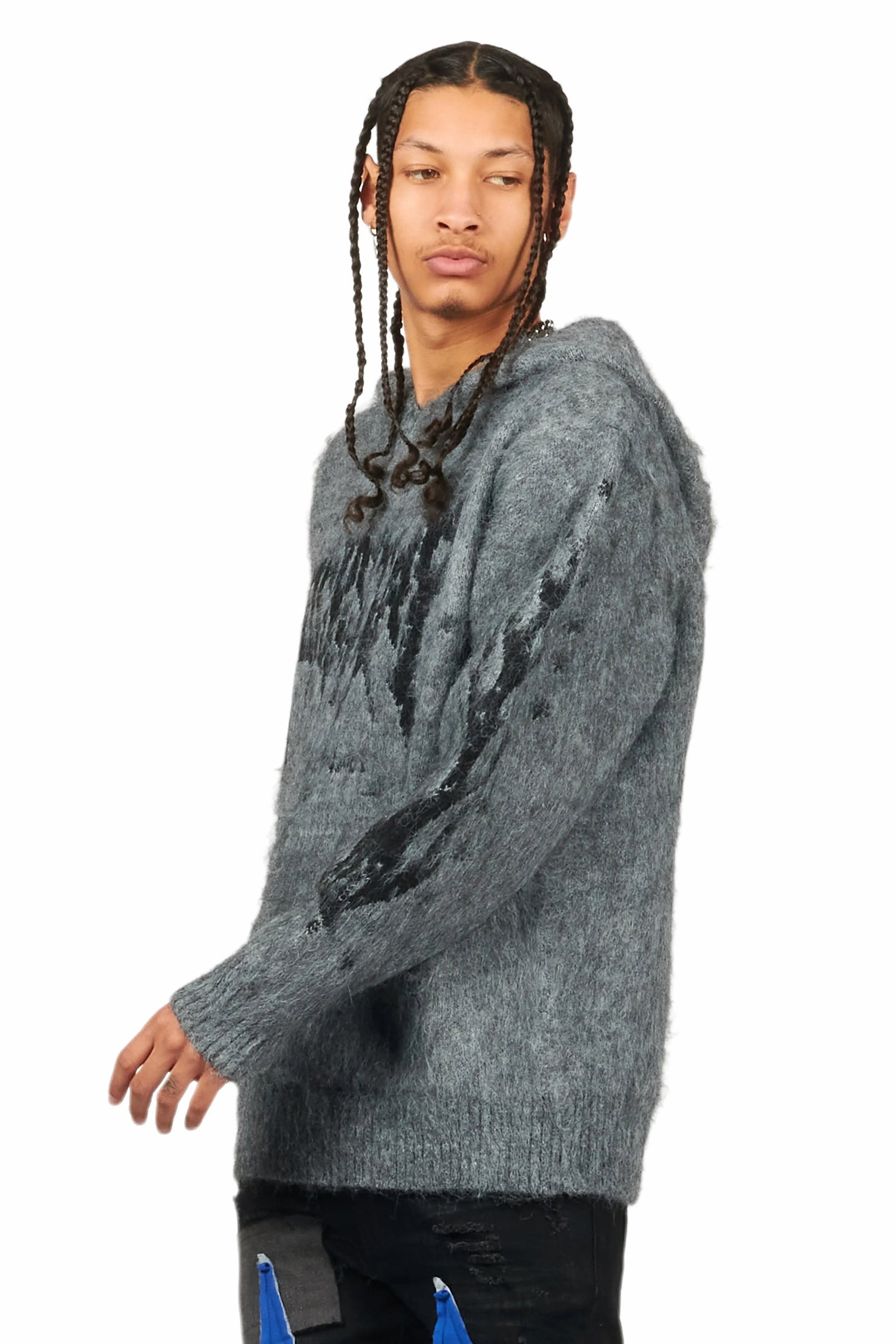 Raymond Grey Graphic Knitted Hoodie