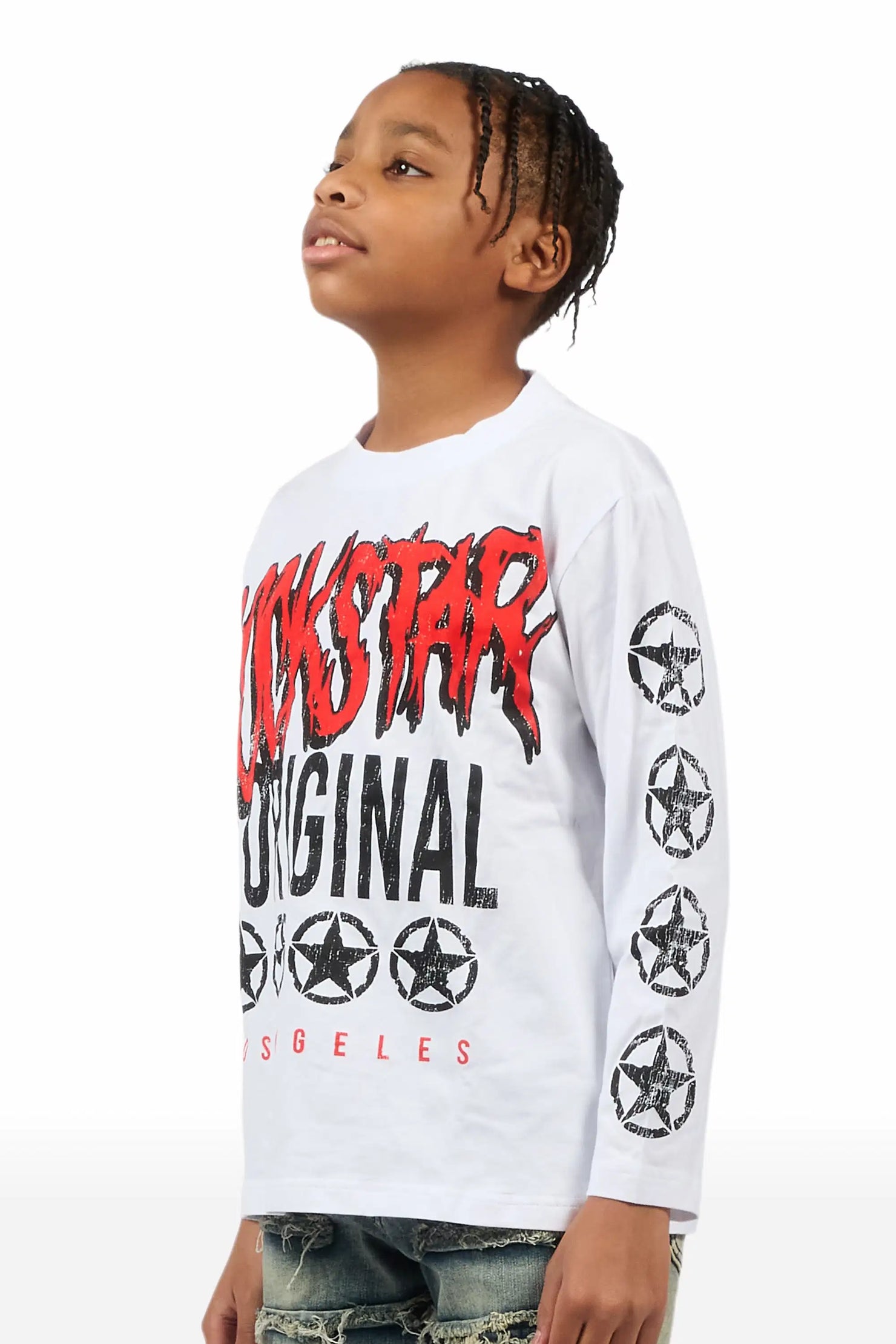 Boys Wizzurd White/Red Long Sleeve Graphic T-Shirt