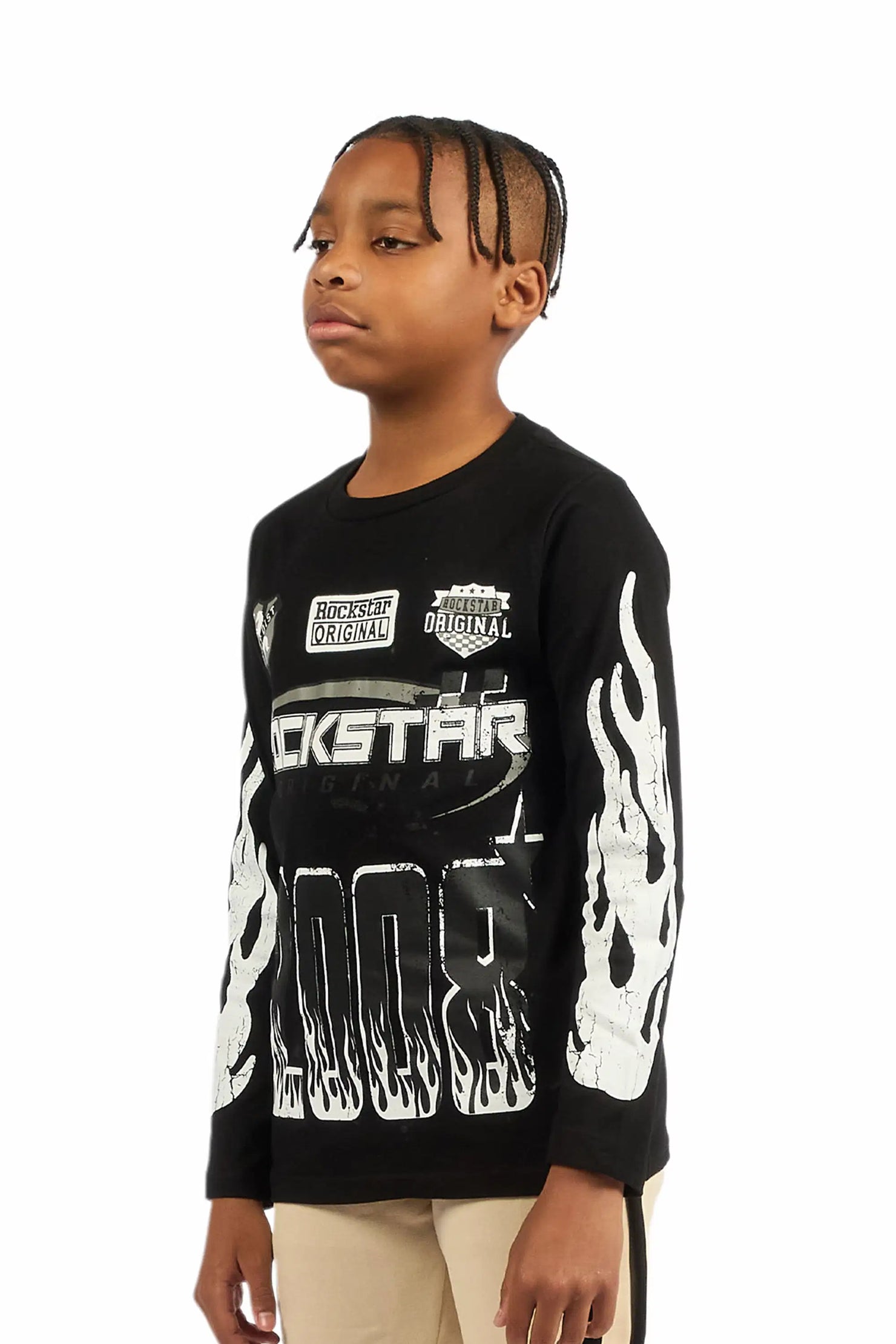 Boys Amos Black Long Sleeve Graphic T-Shirt