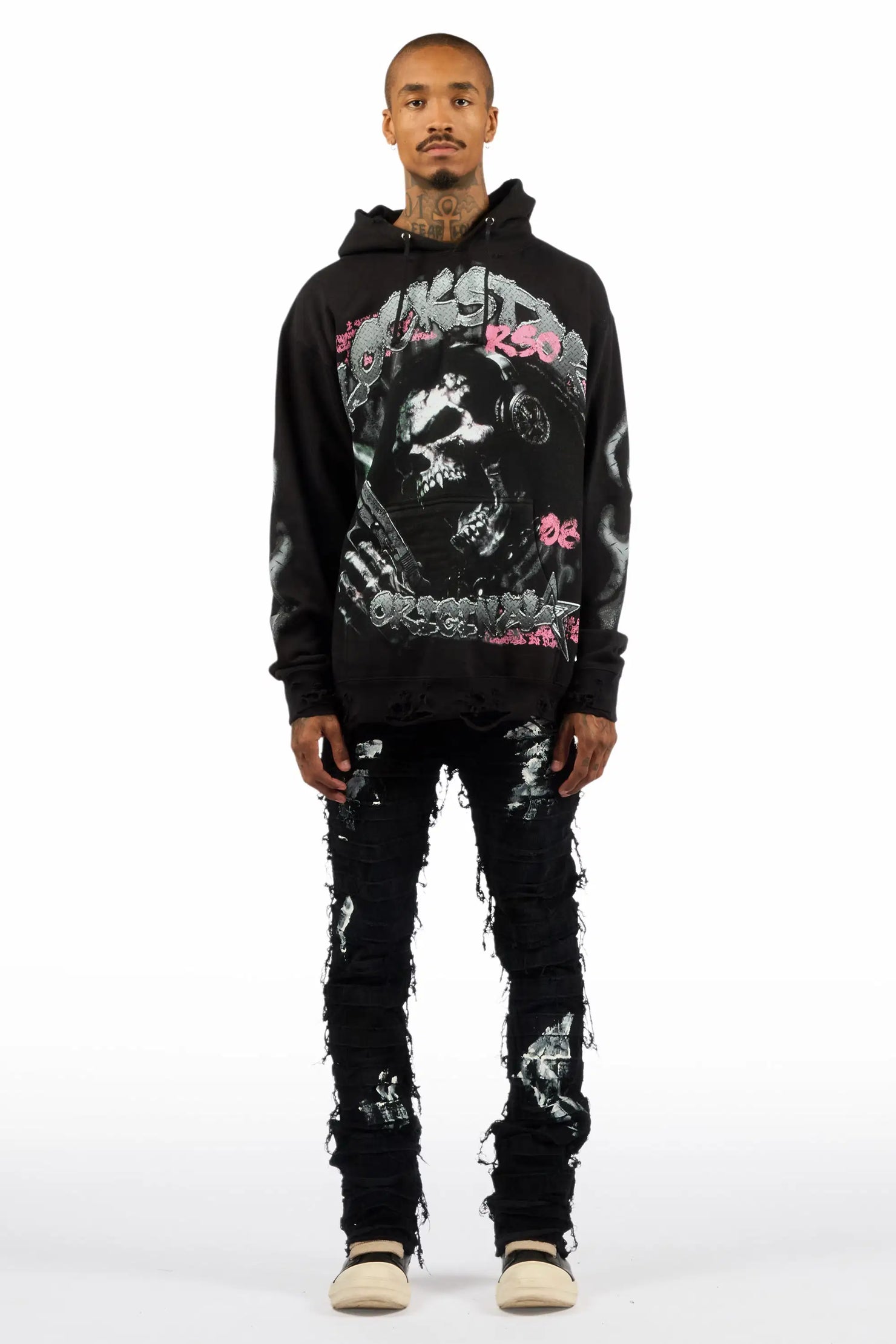 Garson Black Painter Stacked Flare Corduroy Pant