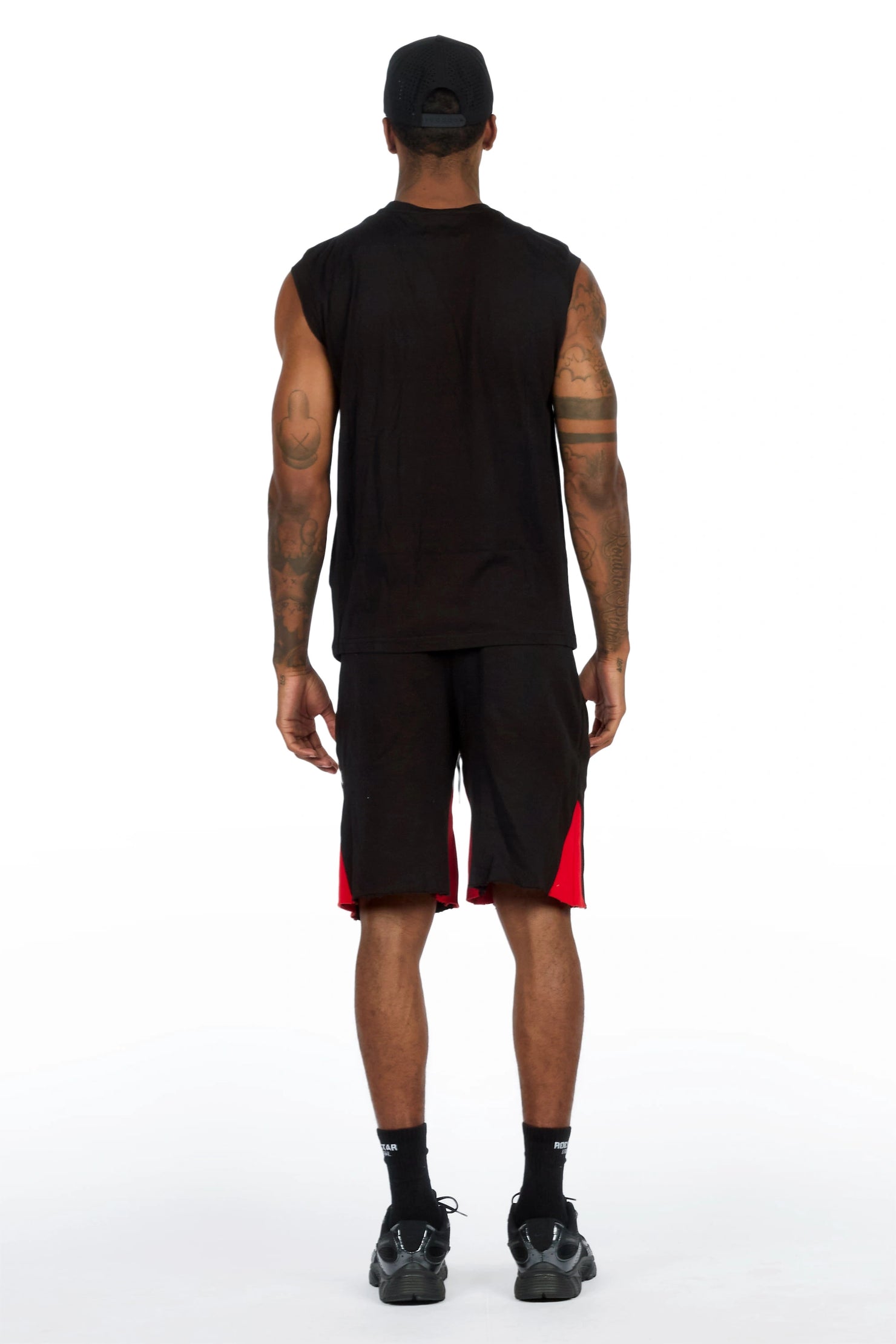 Amos Black Relaxed Cut Sleeve T-Shirt/Short Set